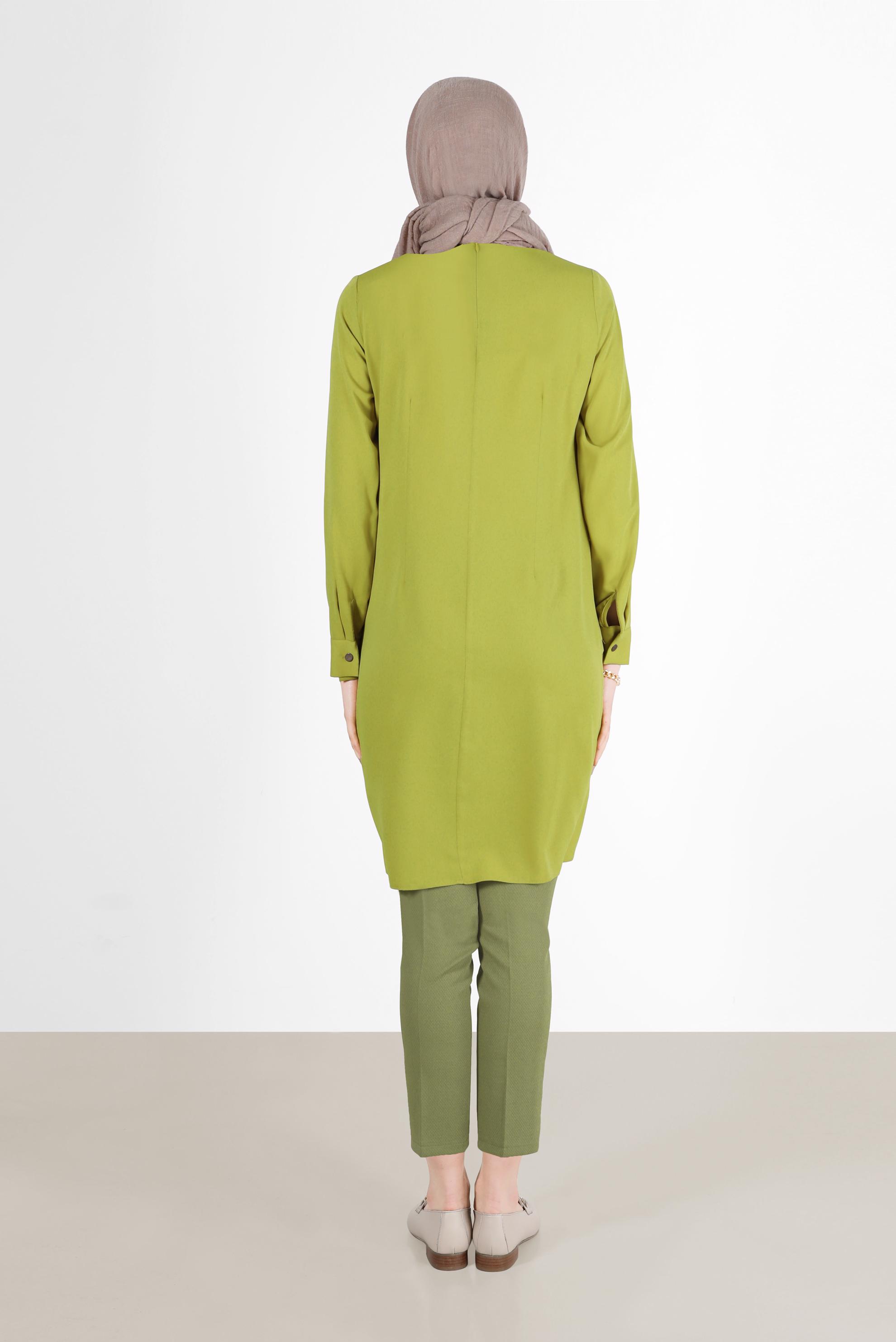 Tesettür giyim YEŞİL BORU PAÇA PANTOLON 7899 