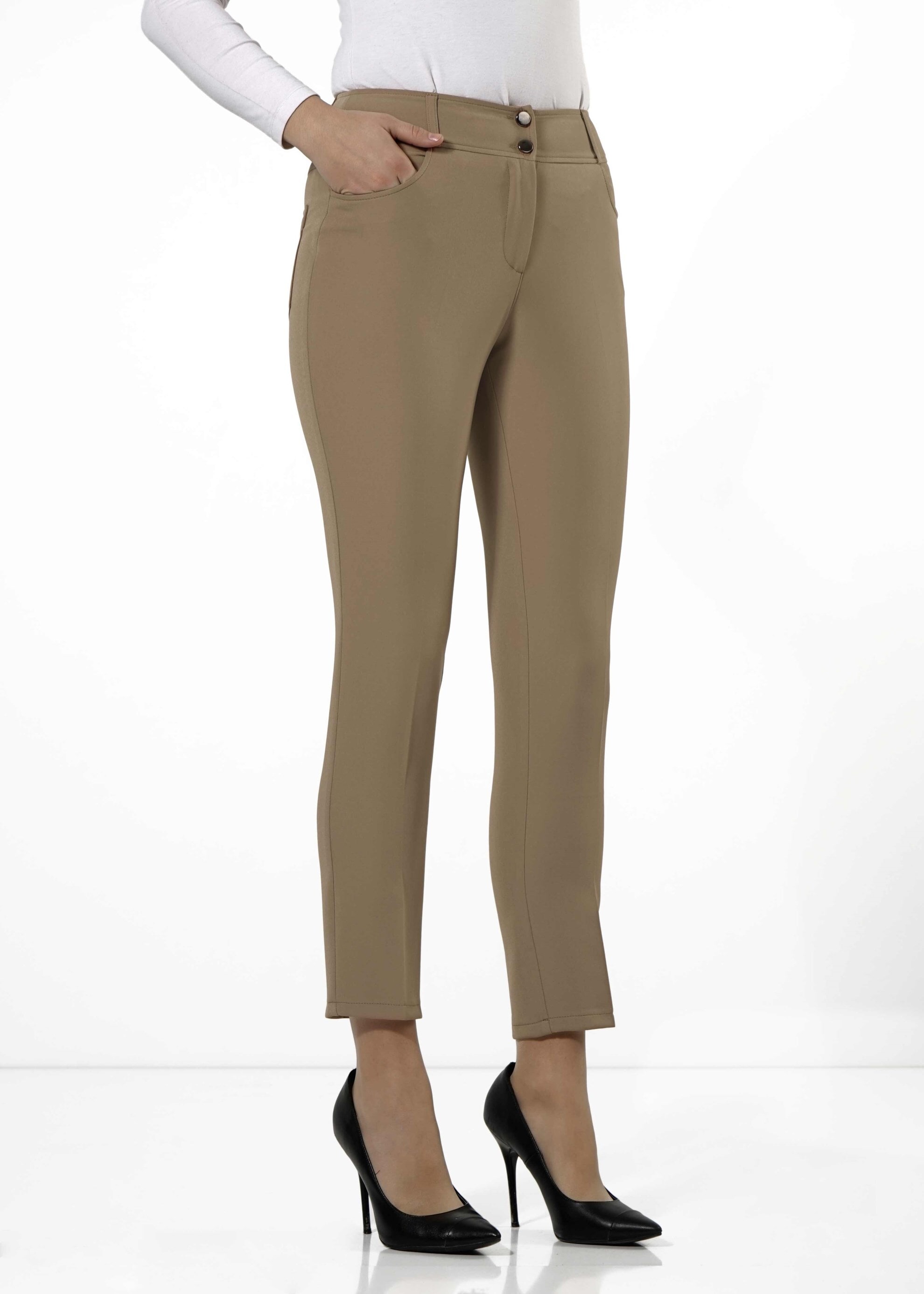 Tesettür giyim BEJ DAR PAÇA PANTOLON 7900 