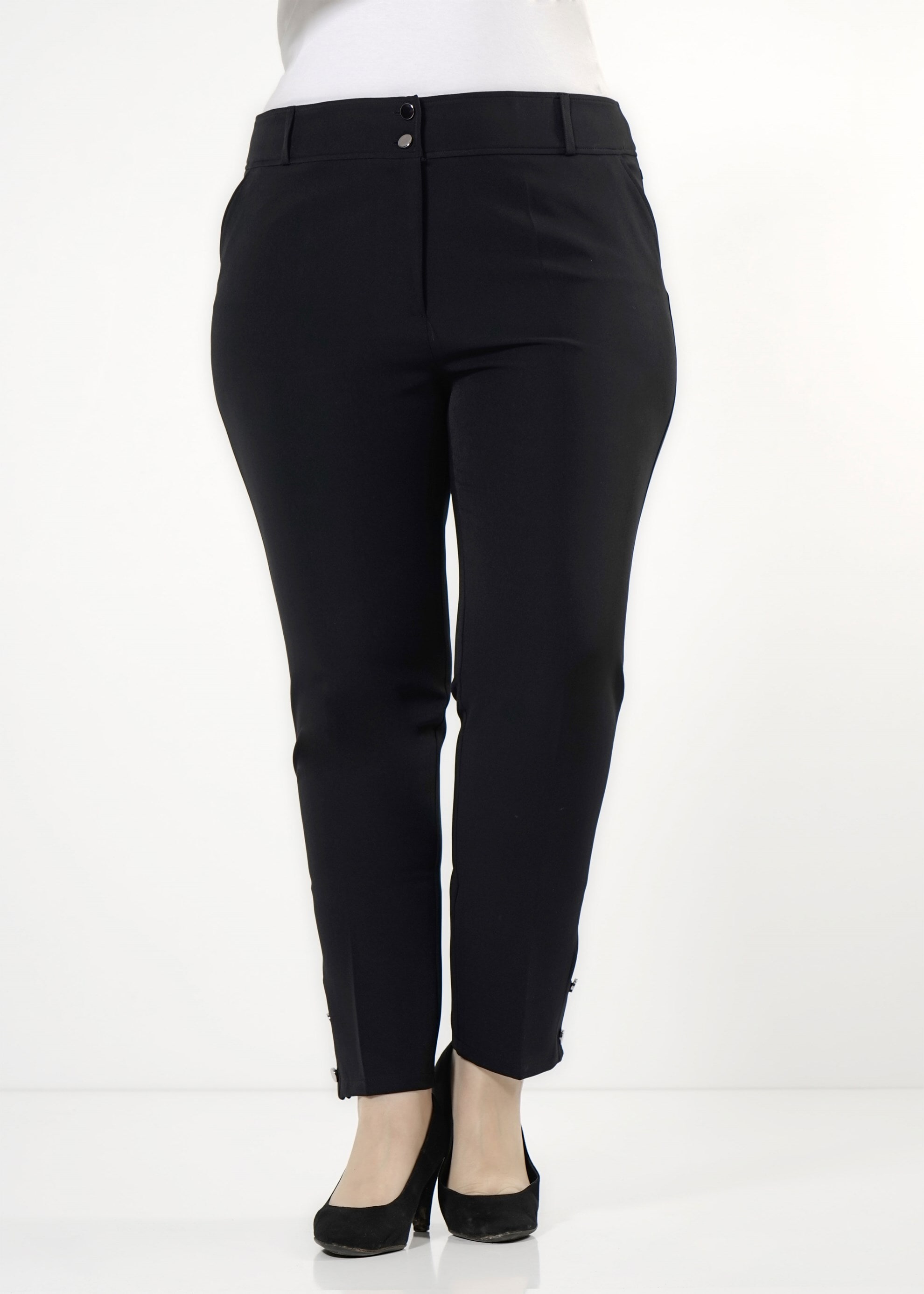 Tesettür giyim SİYAH DÜĞME DETAYLI PANTOLON 7904 