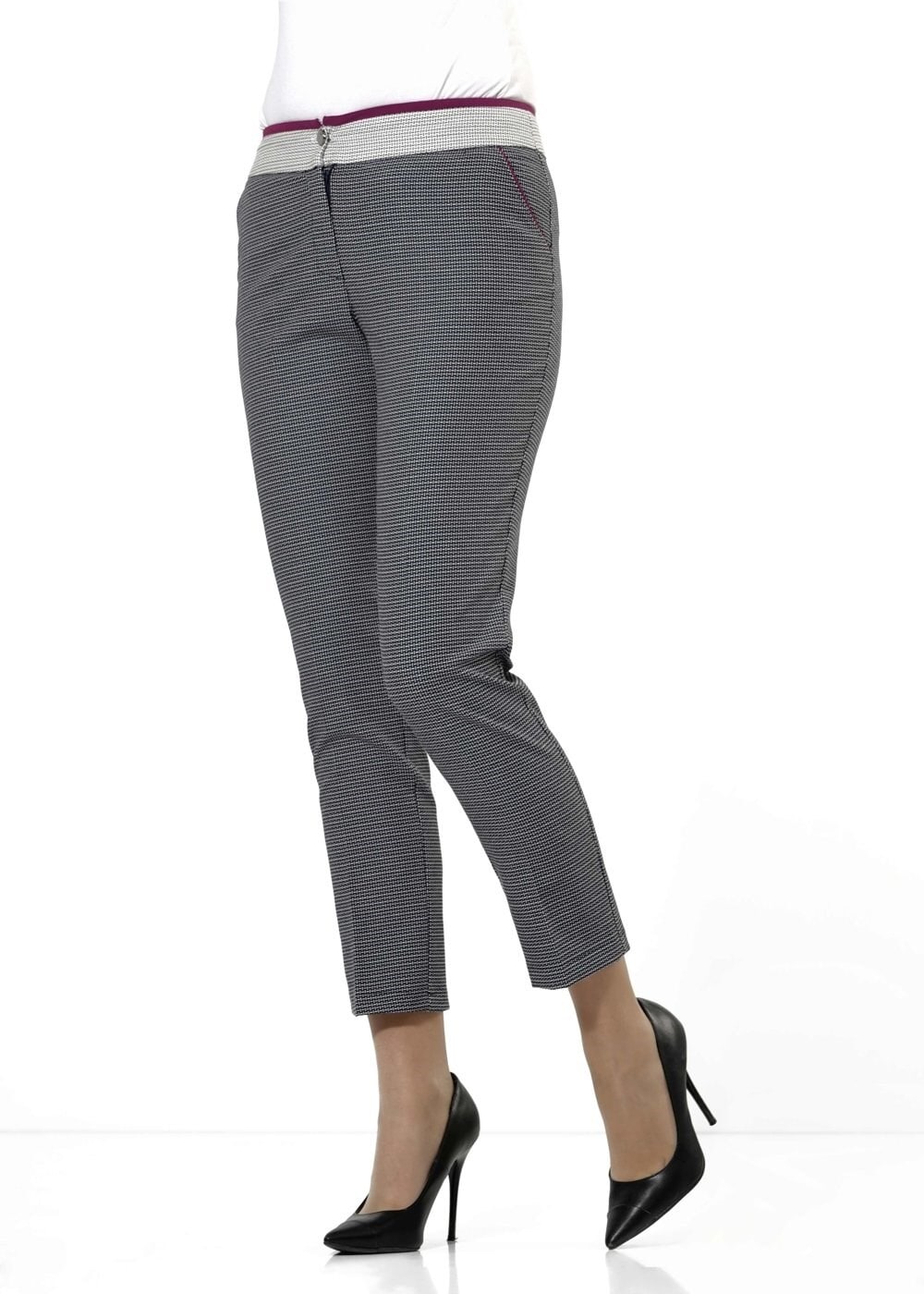 Tesettür giyim LACİVERT BİYE DETAYLI DESENLİ CEPLİ PANTOLON 7905 