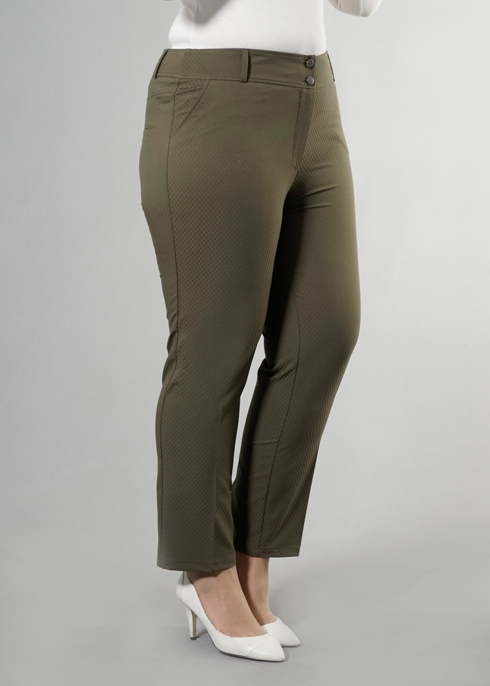 Tesettür giyim HAKİ KLASİK KESİM PANTOLON 7908 