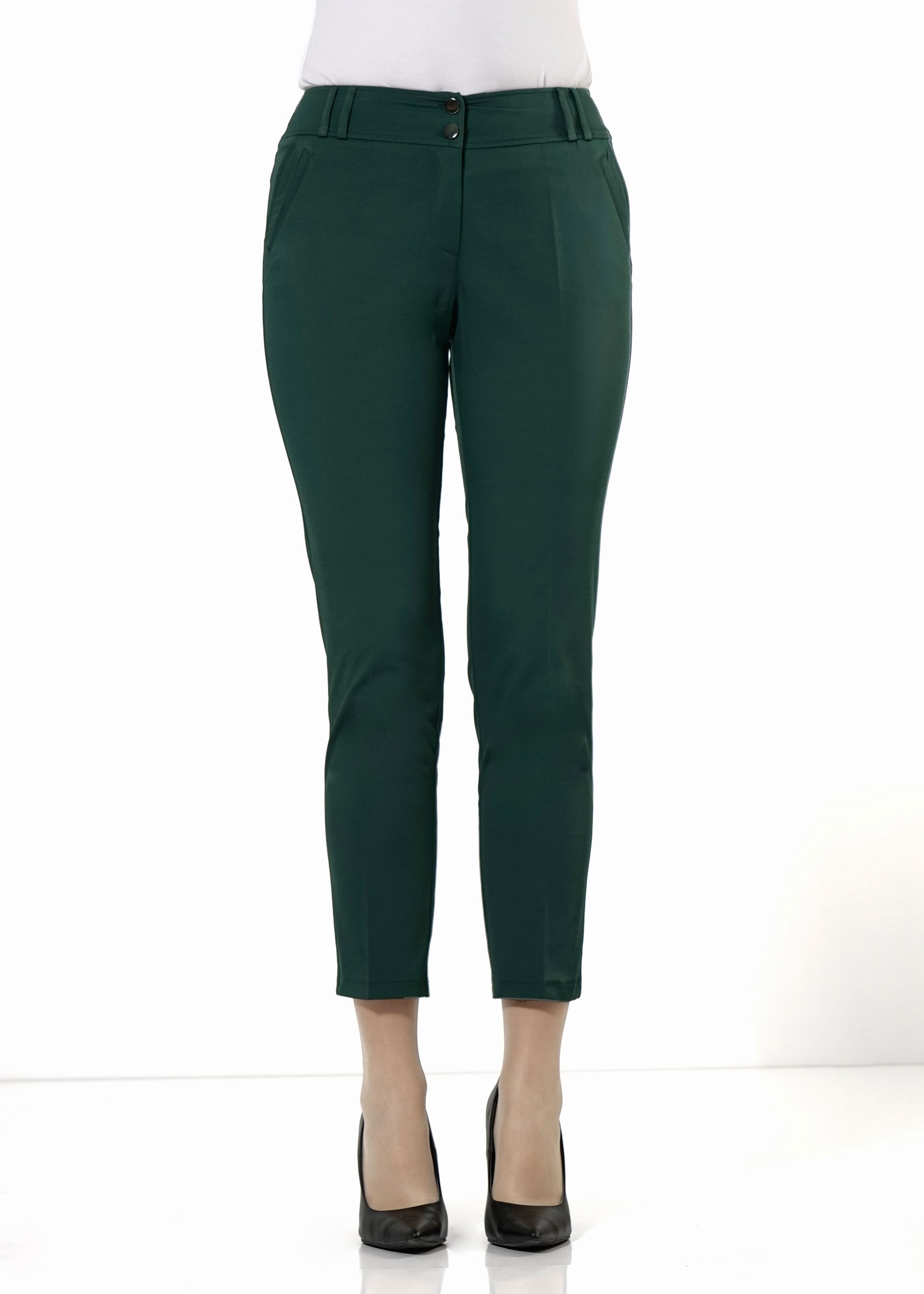 Tesettür giyim YEŞİL BORU PAÇA PANTOLON 7912 