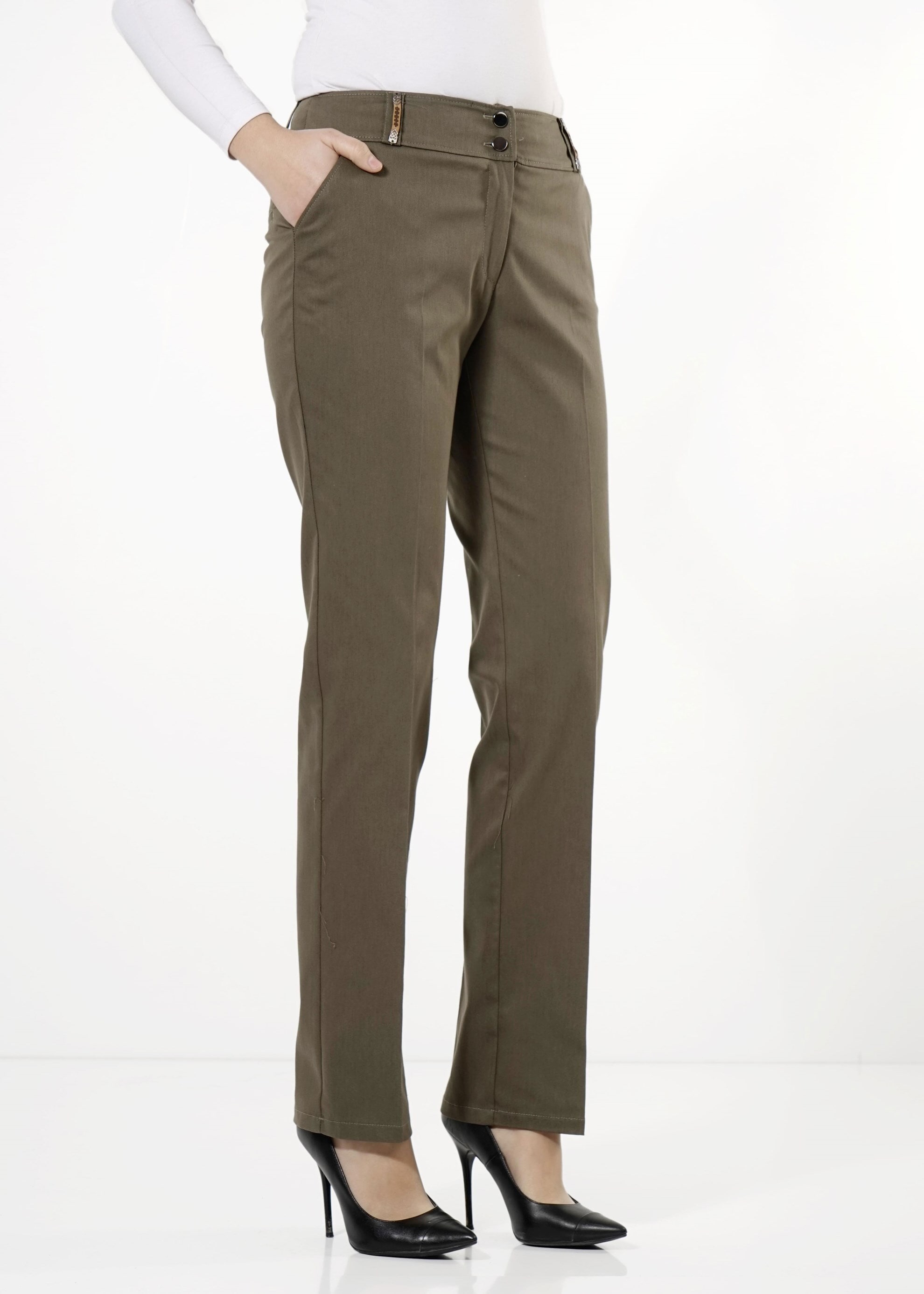 Tesettür giyim HAKİ BORU PAÇA PANTOLON 7916 