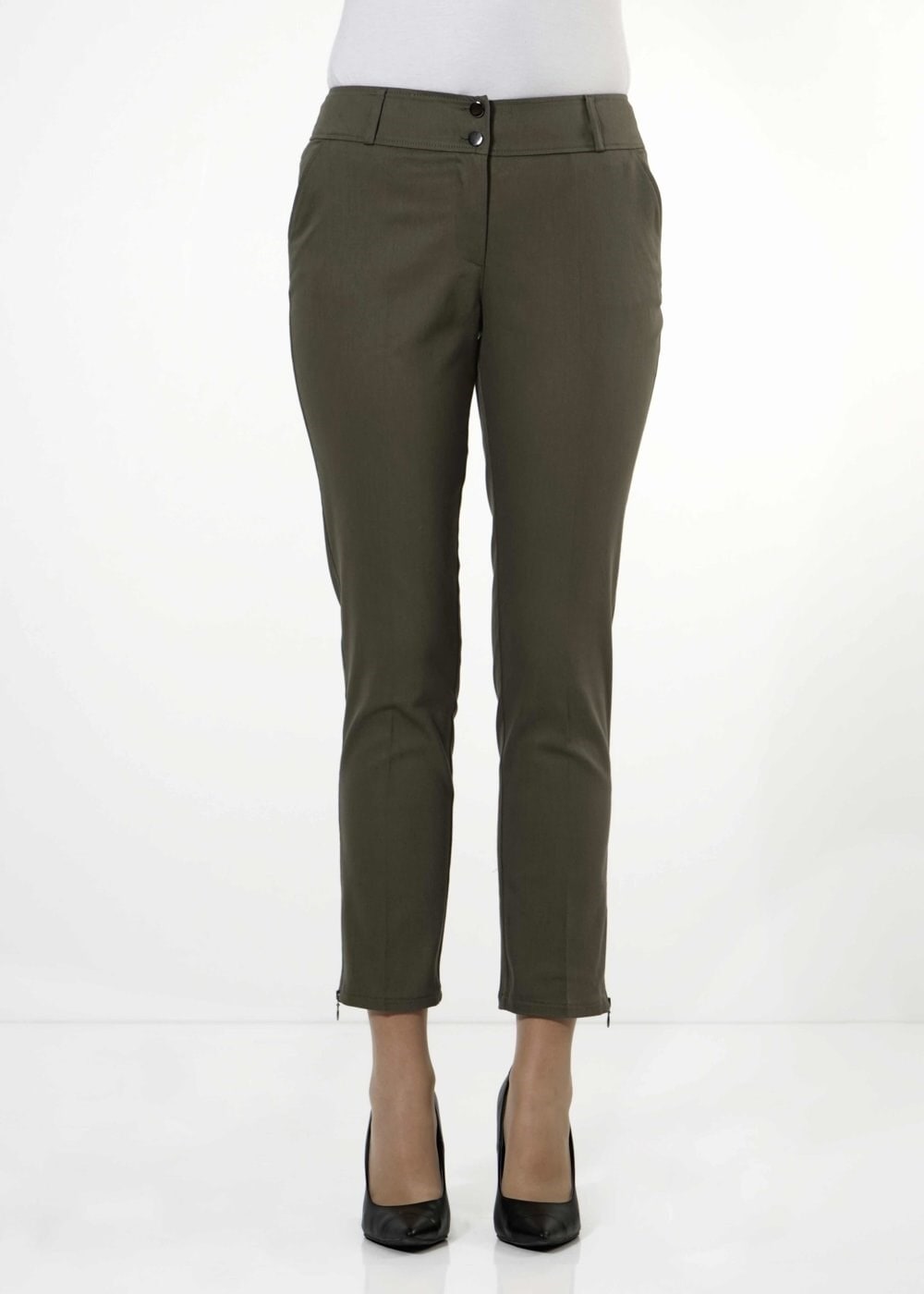 Tesettür giyim HAKİ PAÇASI FERMUAR DETAYLI PANTOLON 7917 