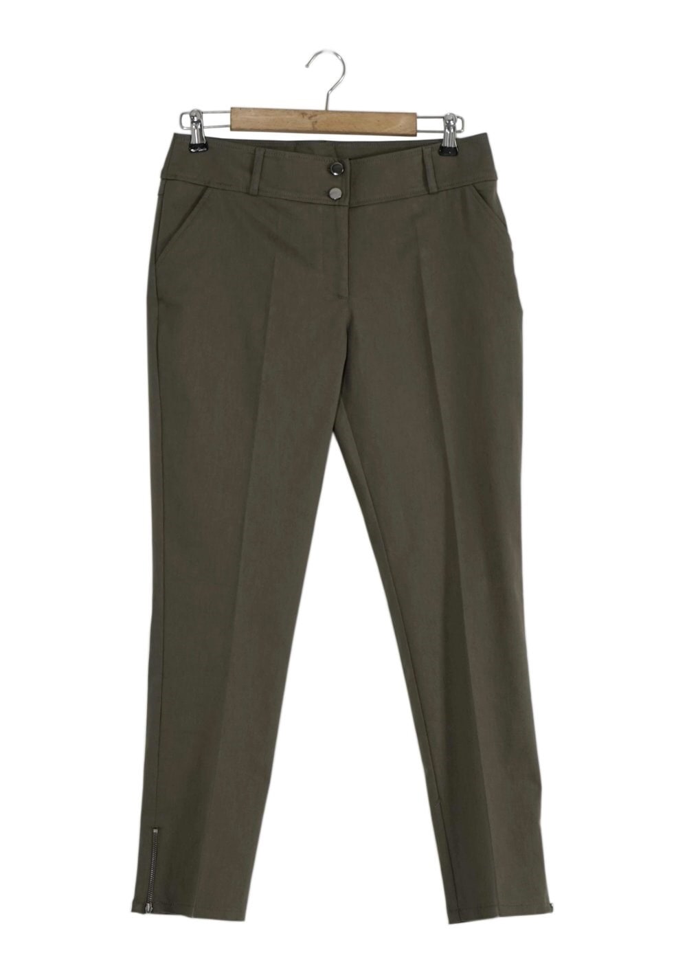 Tesettür giyim HAKİ PAÇASI FERMUAR DETAYLI PANTOLON 7917 