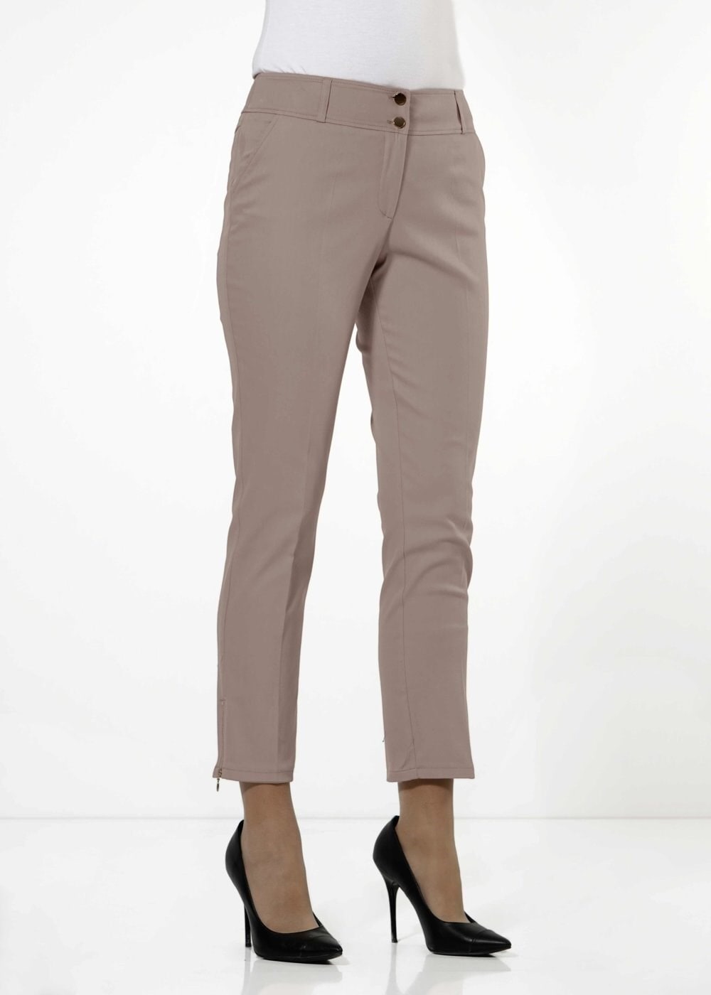 Tesettür giyim BEJ PAÇASI FERMUAR DETAYLI PANTOLON 7917 