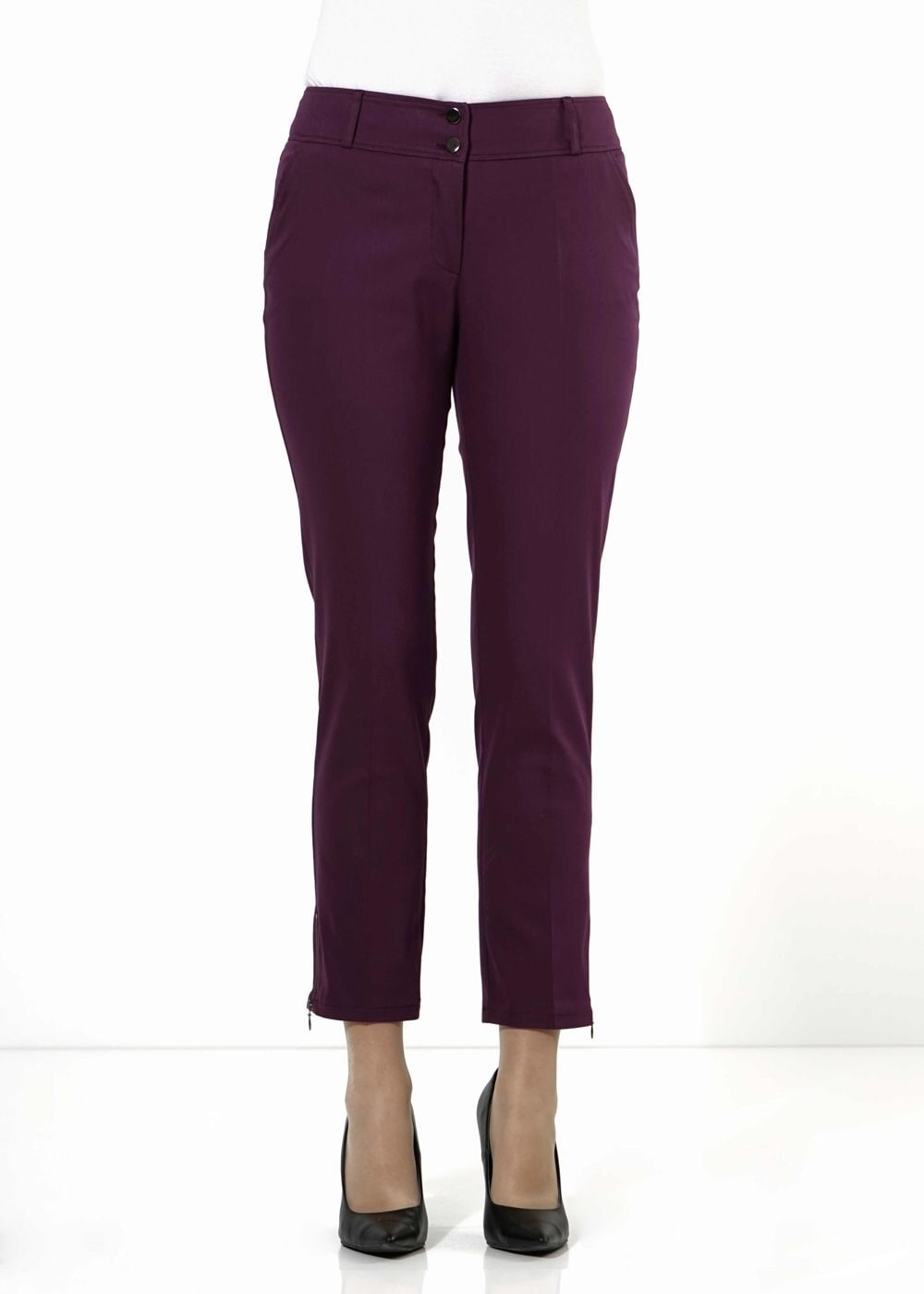 Tesettür giyim BORDO PAÇASI FERMUAR DETAYLI PANTOLON 7917 