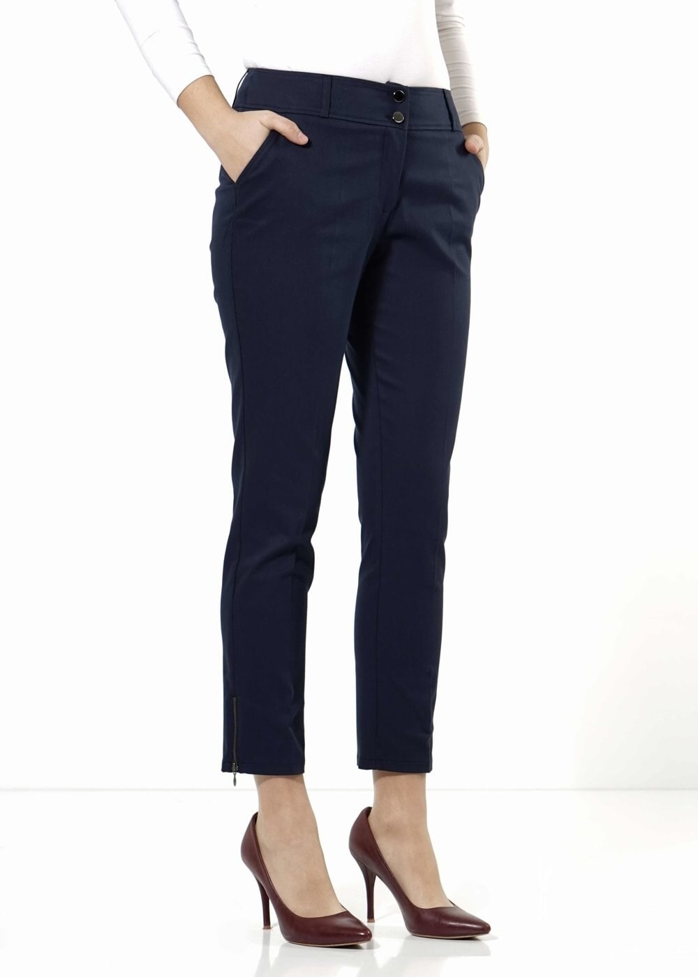 Tesettür giyim LACİVERT PAÇASI FERMUAR DETAYLI PANTOLON 7917 