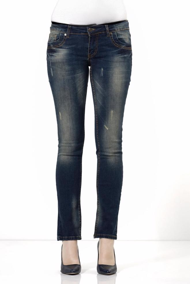 Tesettür giyim LACİVERT DÜŞÜK BEL DENİM PANTOLON 7927  - ALVİNA