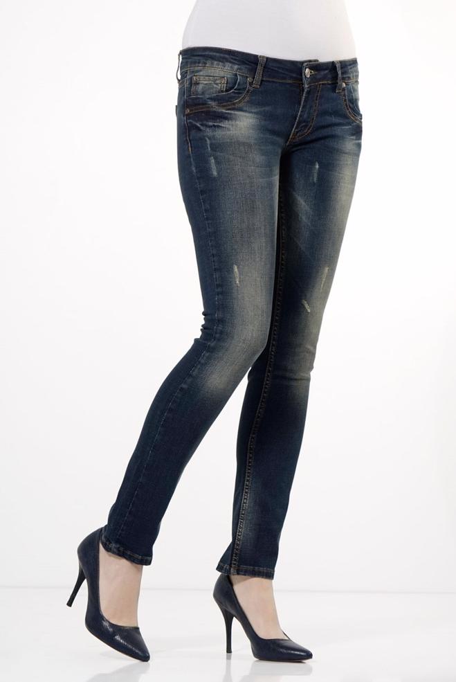 Tesettür giyim LACİVERT DÜŞÜK BEL DENİM PANTOLON 7927  - ALVİNA