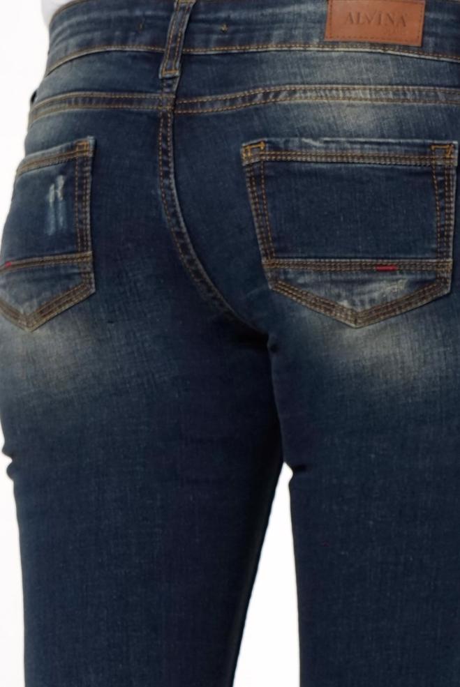 Tesettür giyim LACİVERT DÜŞÜK BEL DENİM PANTOLON 7927  - ALVİNA