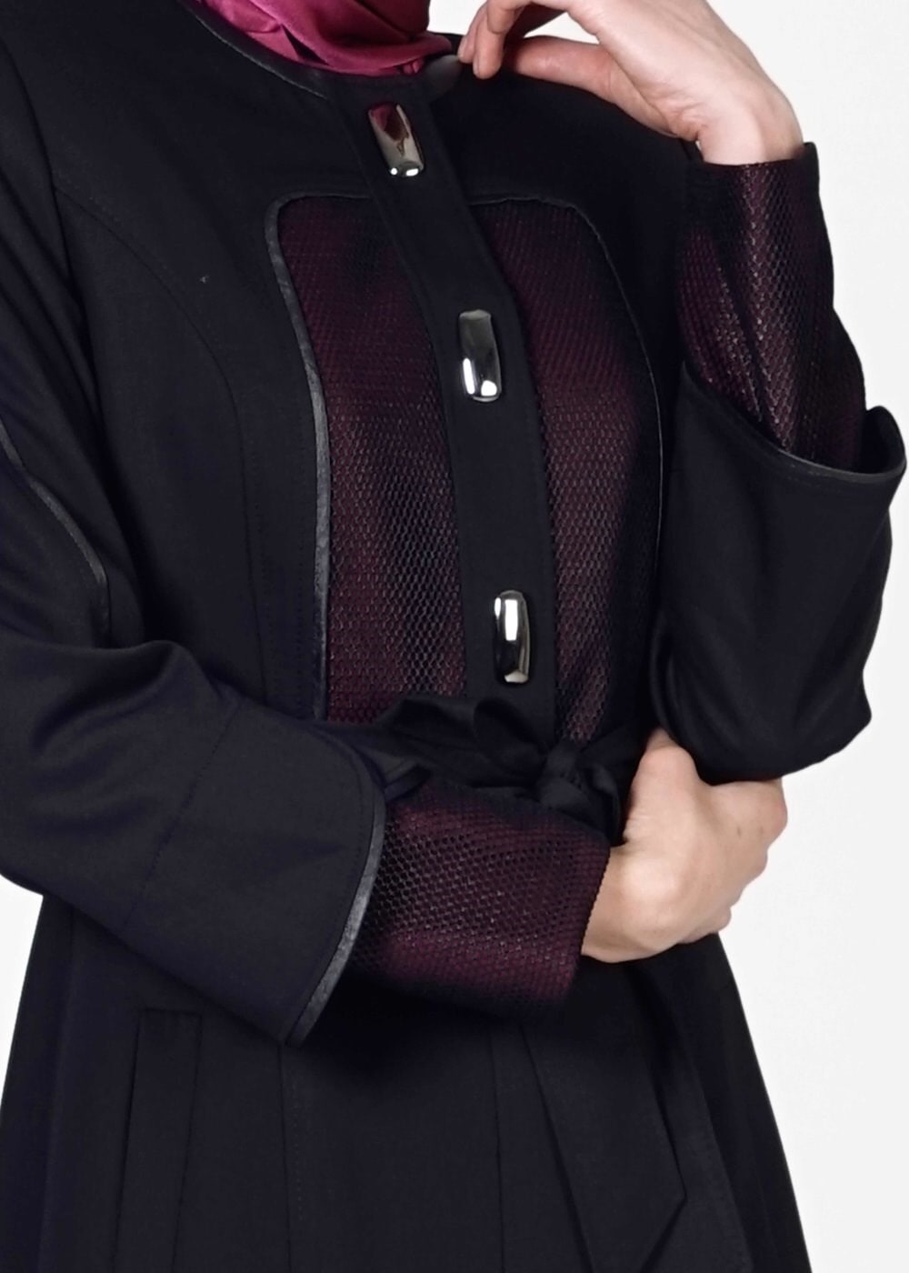 Tesettür giyim LACİVERT KUŞAKLI PARDESÜ 1602 