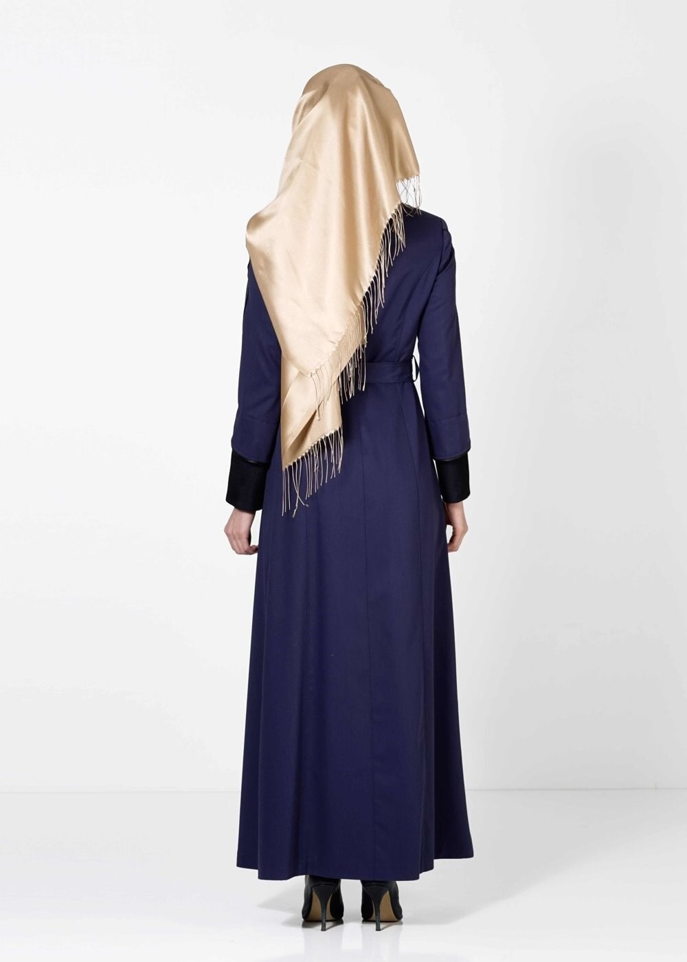 Tesettür giyim LACİVERT KUŞAKLI PARDESÜ 1602 