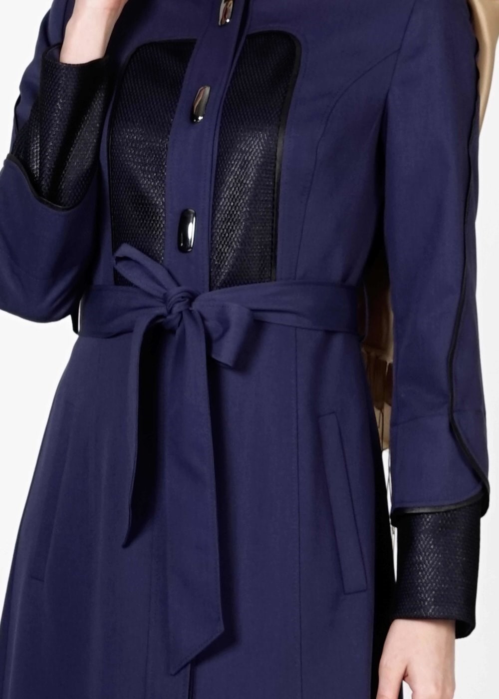 Tesettür giyim LACİVERT KUŞAKLI PARDESÜ 1602 