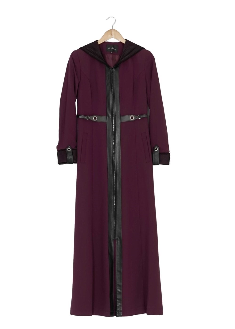 Tesettür giyim MOR KAPÜŞONLU FERMUARLI PARDESÜ 1607 