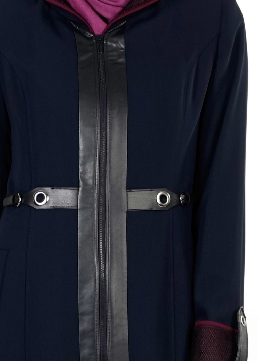 Tesettür giyim LACİVERT KAPÜŞONLU FERMUARLI PARDESÜ 1607 