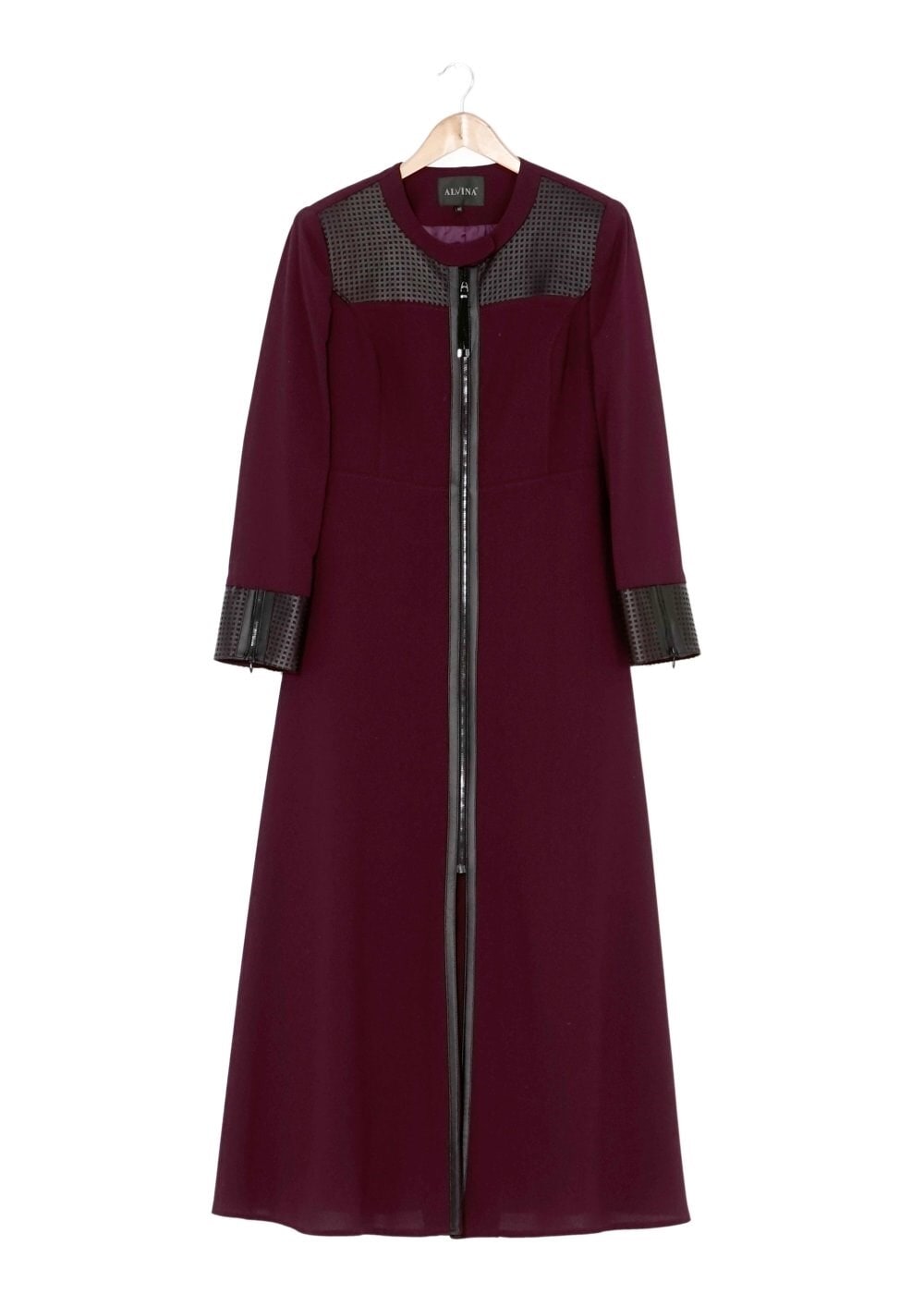 Tesettür giyim MÜRDÜM KARE DESENLİ FERMUARLI PARDESÜ 1615 