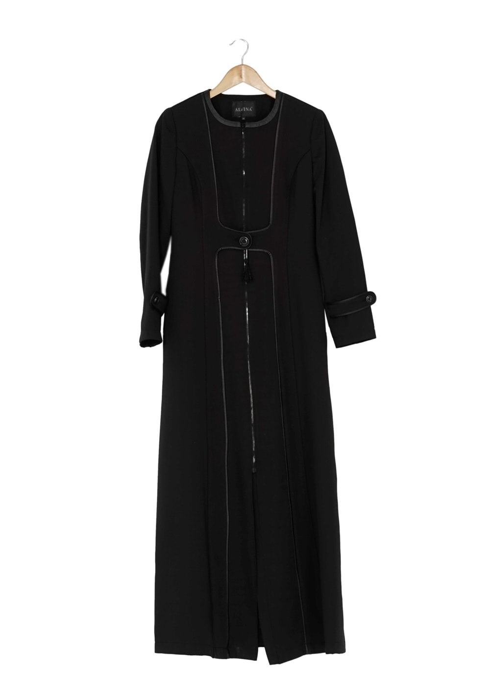 Tesettür giyim SİYAH FERMUARLI DÜĞME DETAYLI PARDESÜ 1619 