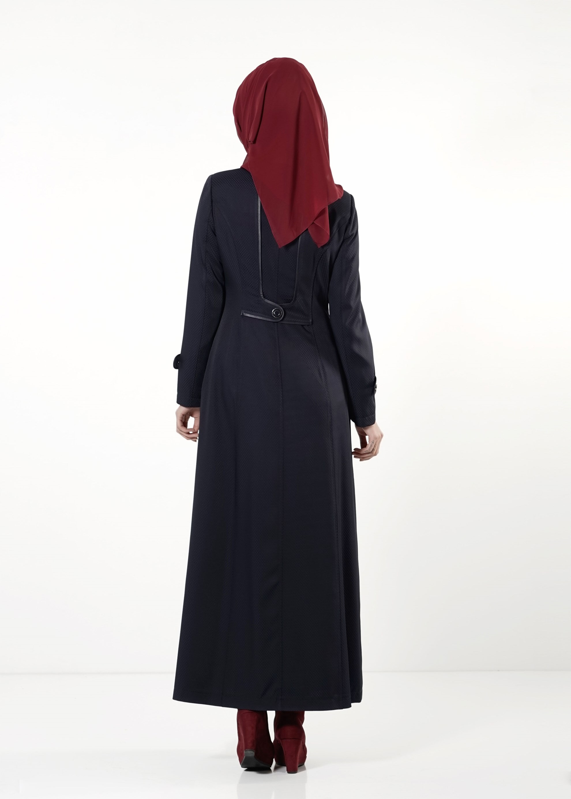 Tesettür giyim LACİVERT FERMUARLI DÜĞME DETAYLI PARDESÜ 1619 