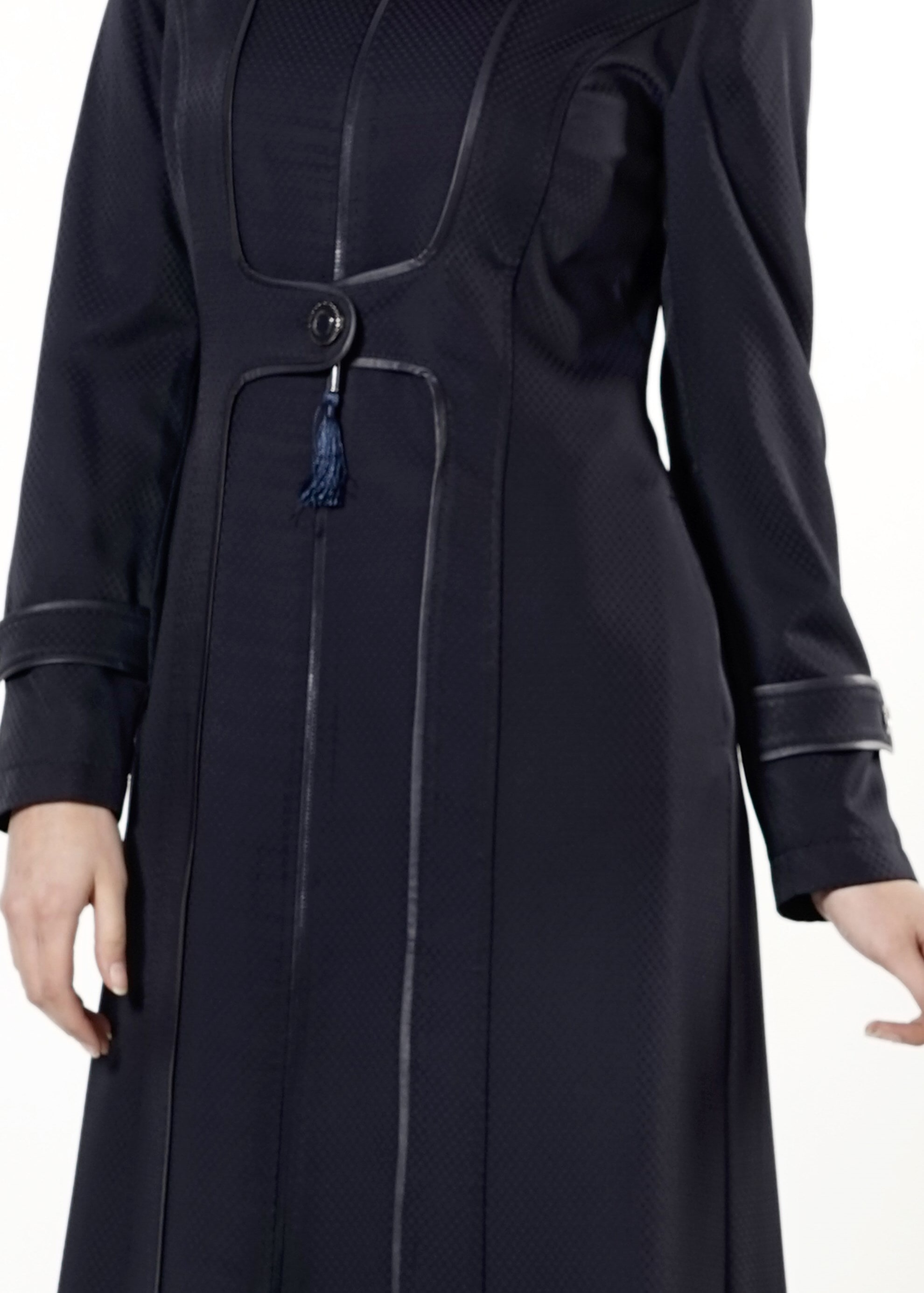 Tesettür giyim LACİVERT FERMUARLI DÜĞME DETAYLI PARDESÜ 1619 