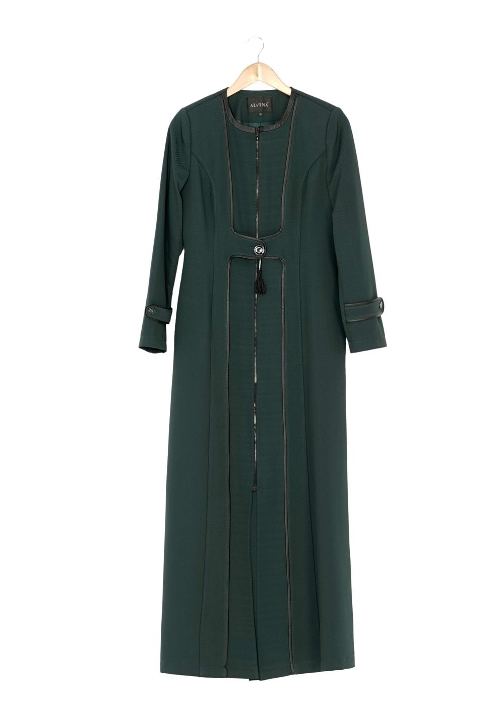 Tesettür giyim YEŞİL FERMUARLI DÜĞME DETAYLI PARDESÜ 1619 