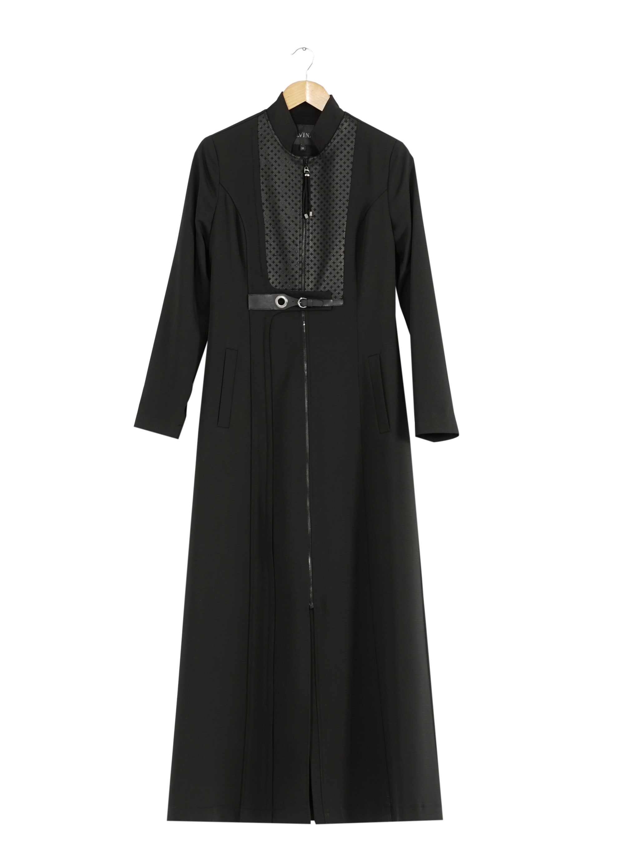 Tesettür giyim SİYAH FERMUARLI PARDESÜ 1629 