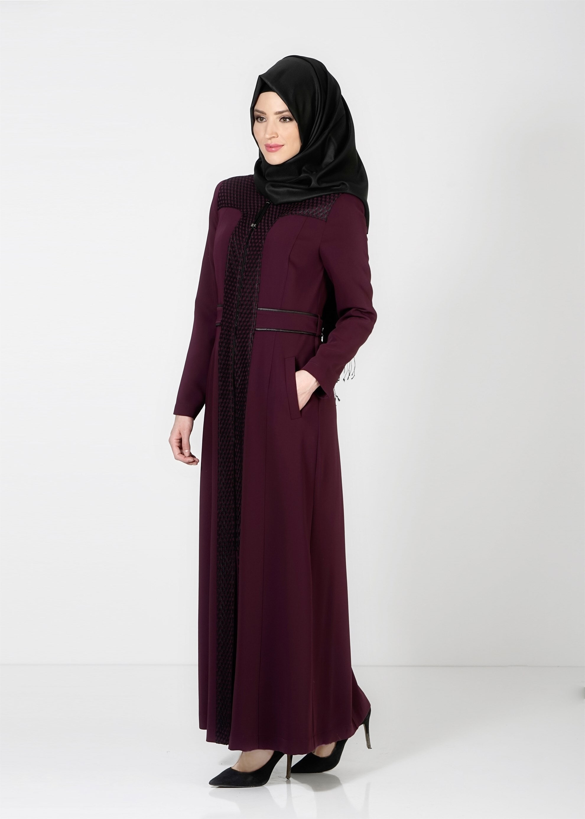 Tesettür giyim MÜRDÜM FERMUARLI PARDESÜ 1630 