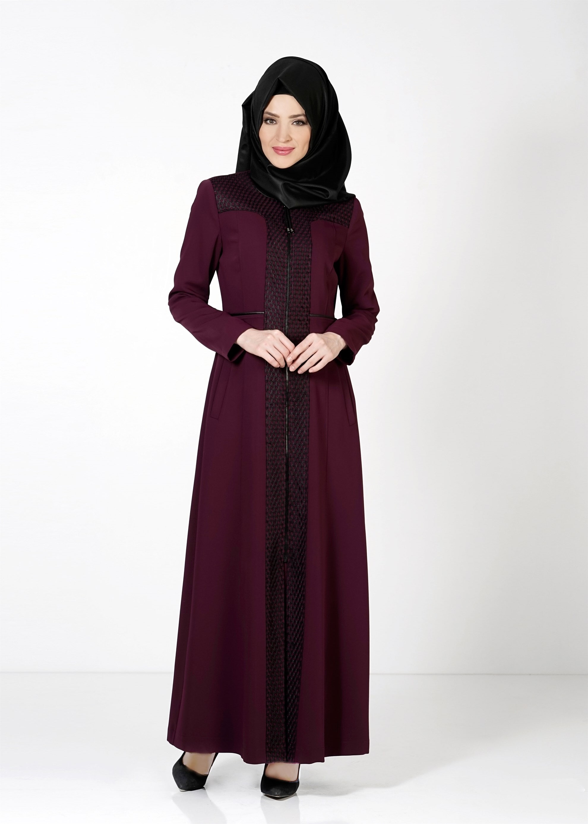 Tesettür giyim MÜRDÜM FERMUARLI PARDESÜ 1630 