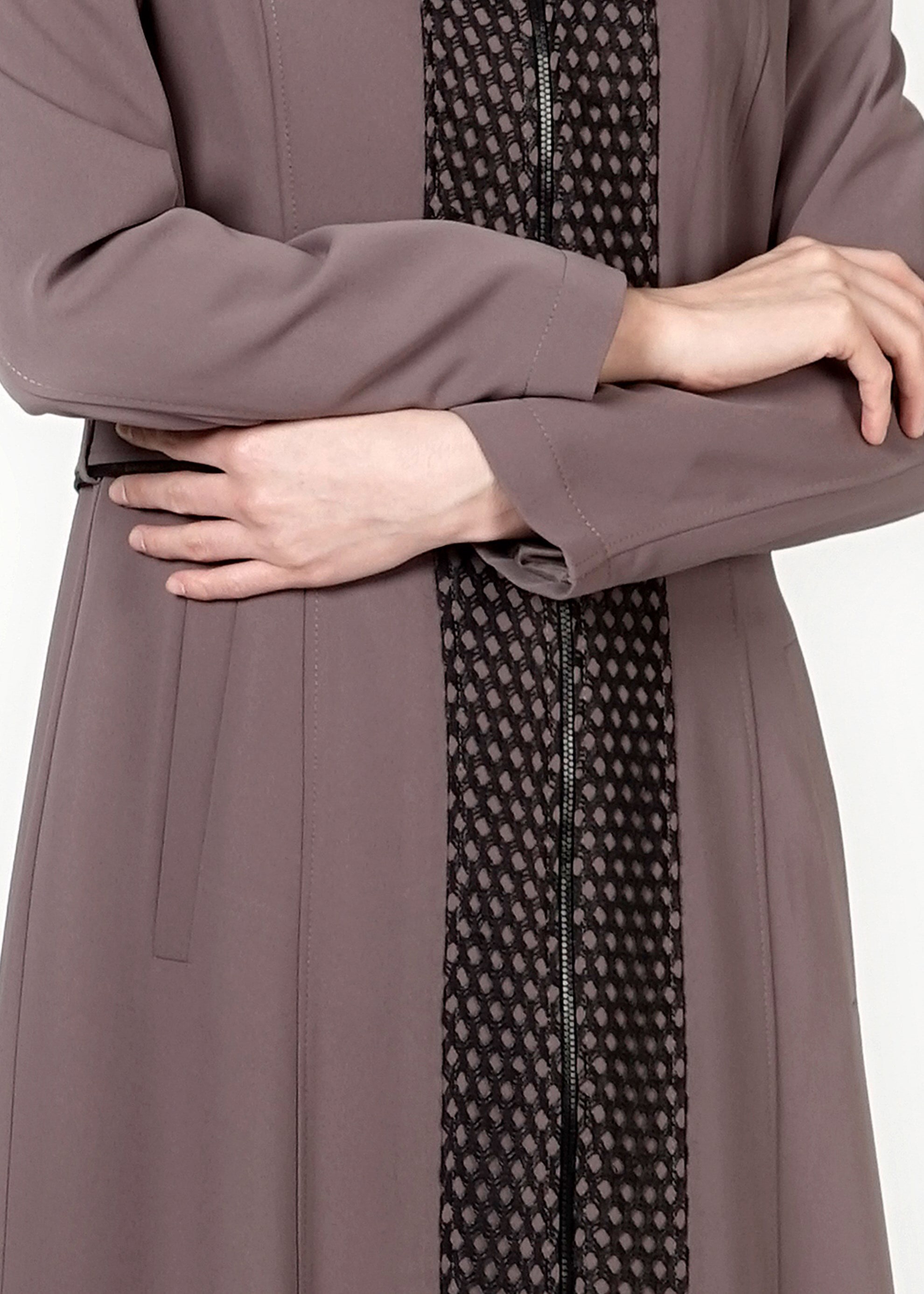 Tesettür giyim VİZON FERMUARLI PARDESÜ 1630 