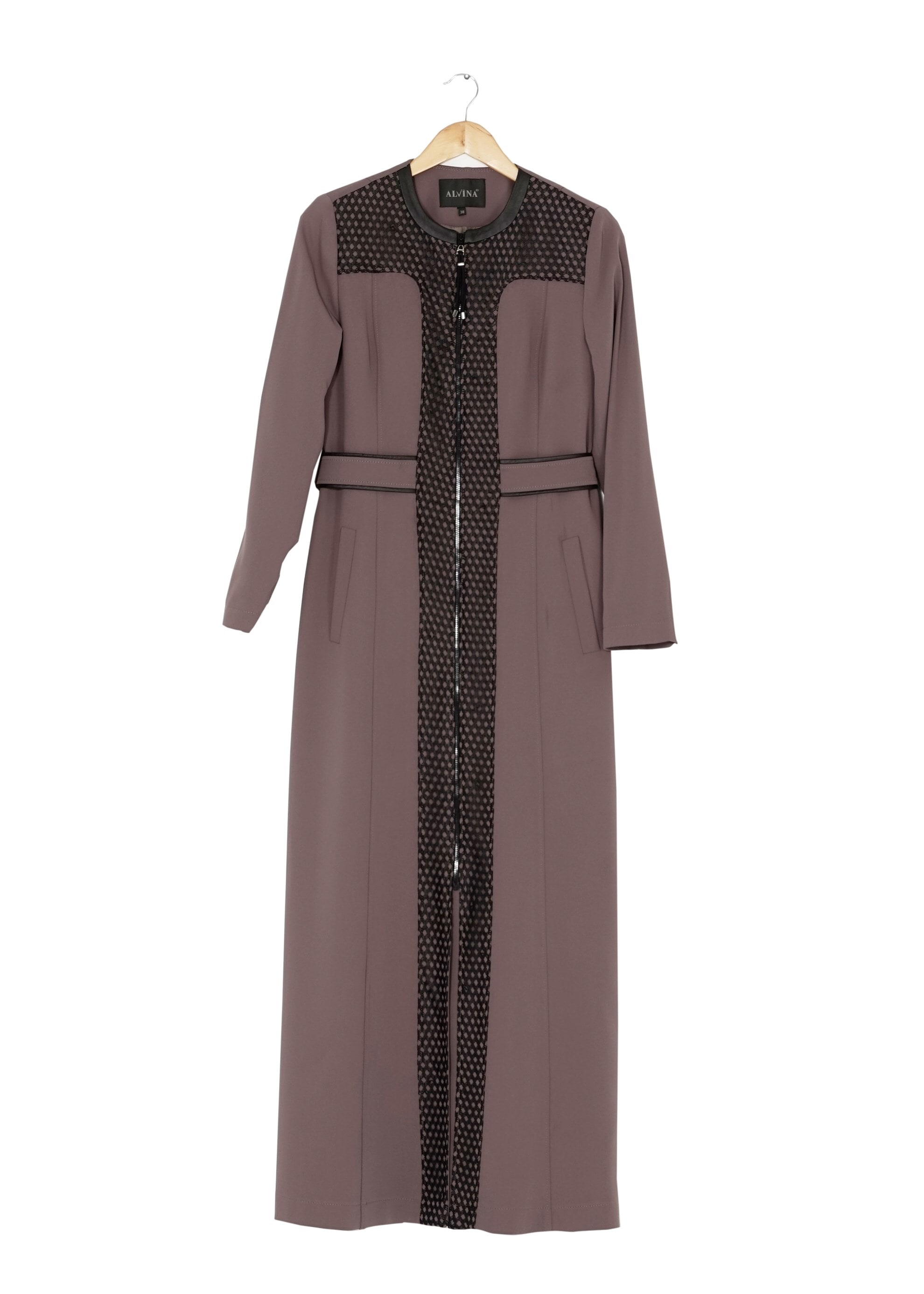 Tesettür giyim VİZON FERMUARLI PARDESÜ 1630 