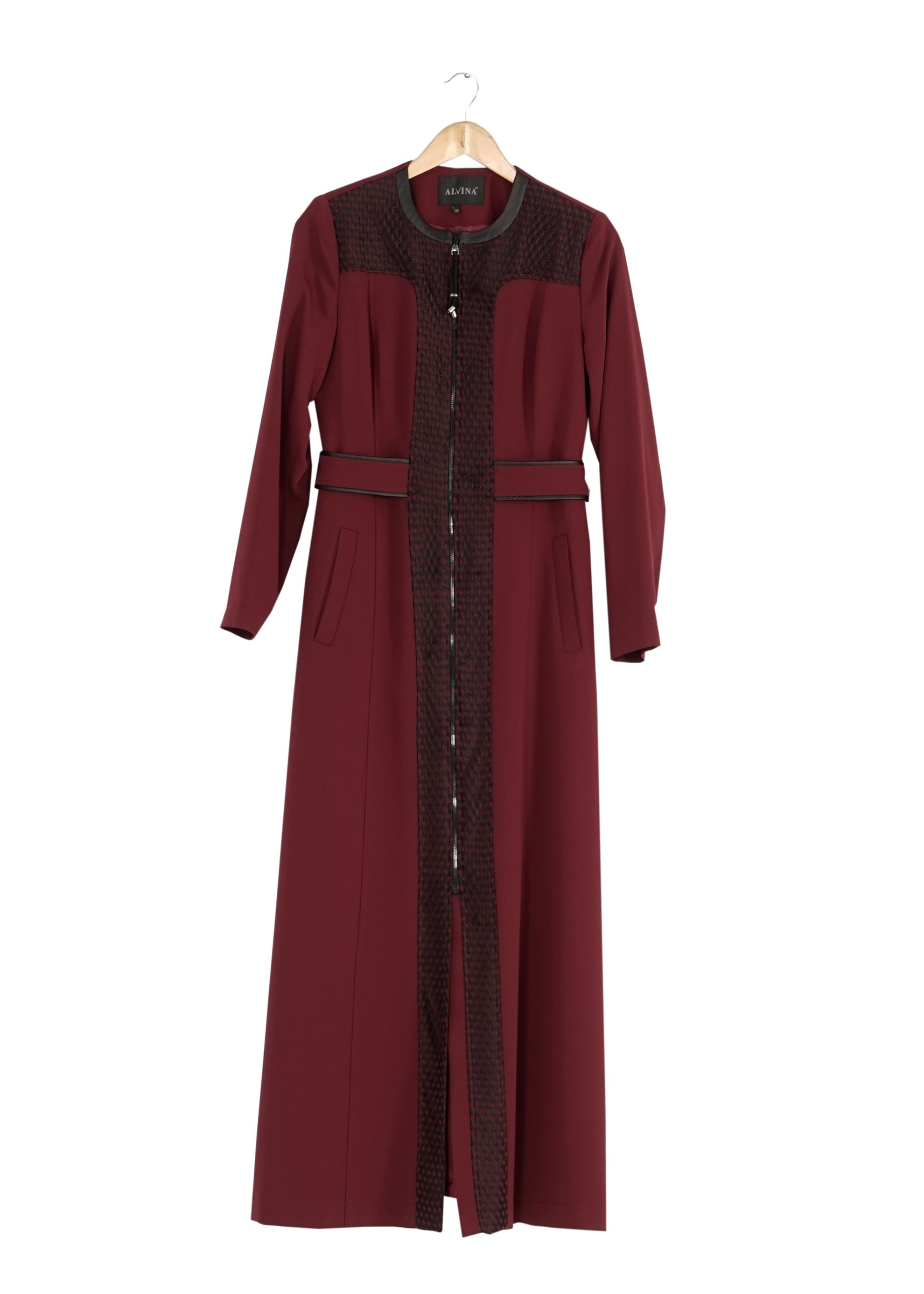 Tesettür giyim BORDO FERMUARLI PARDESÜ 1630 