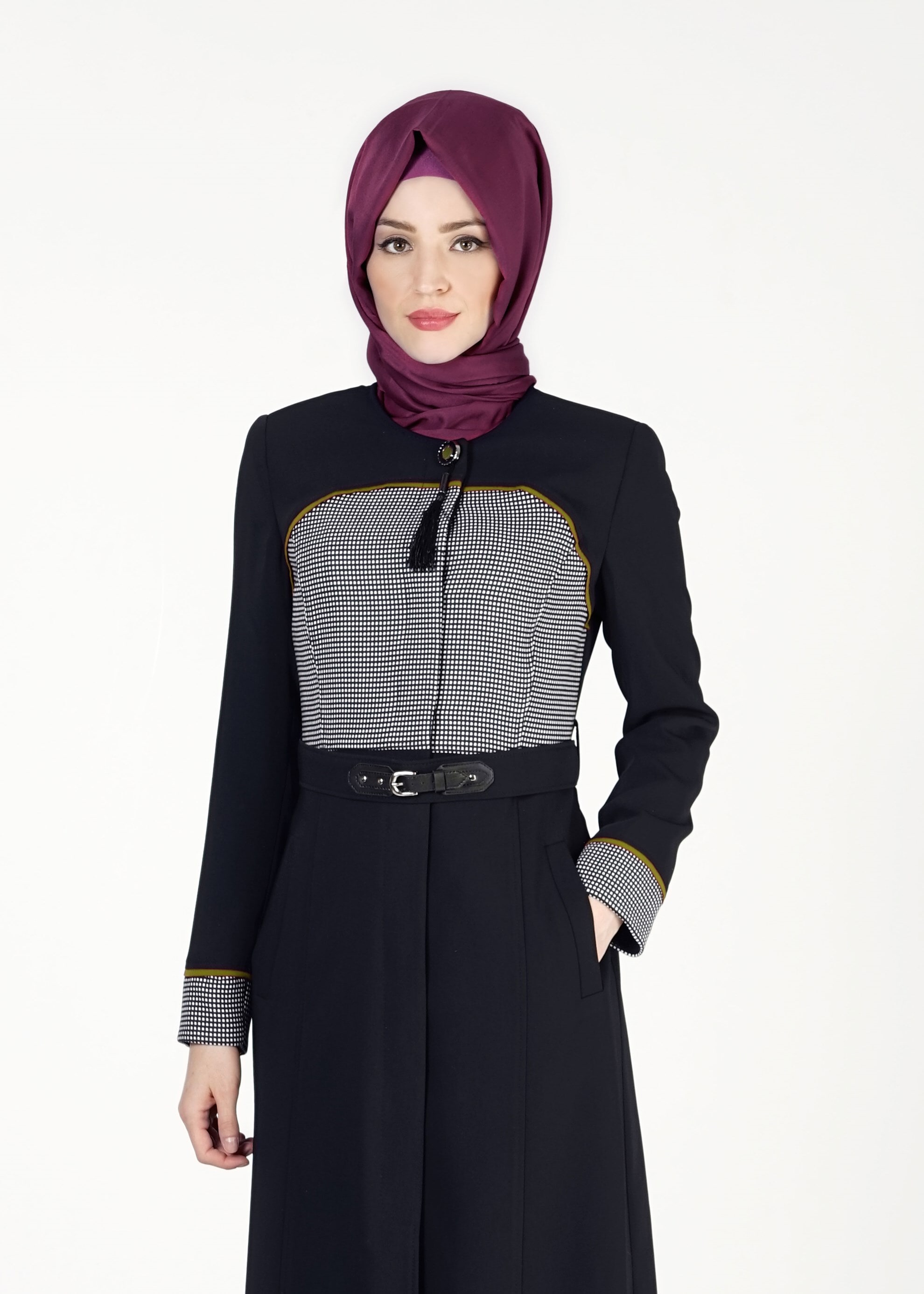 Tesettür giyim LACİVERT PÖTİKARE DESEN PARDESÜ 1631 