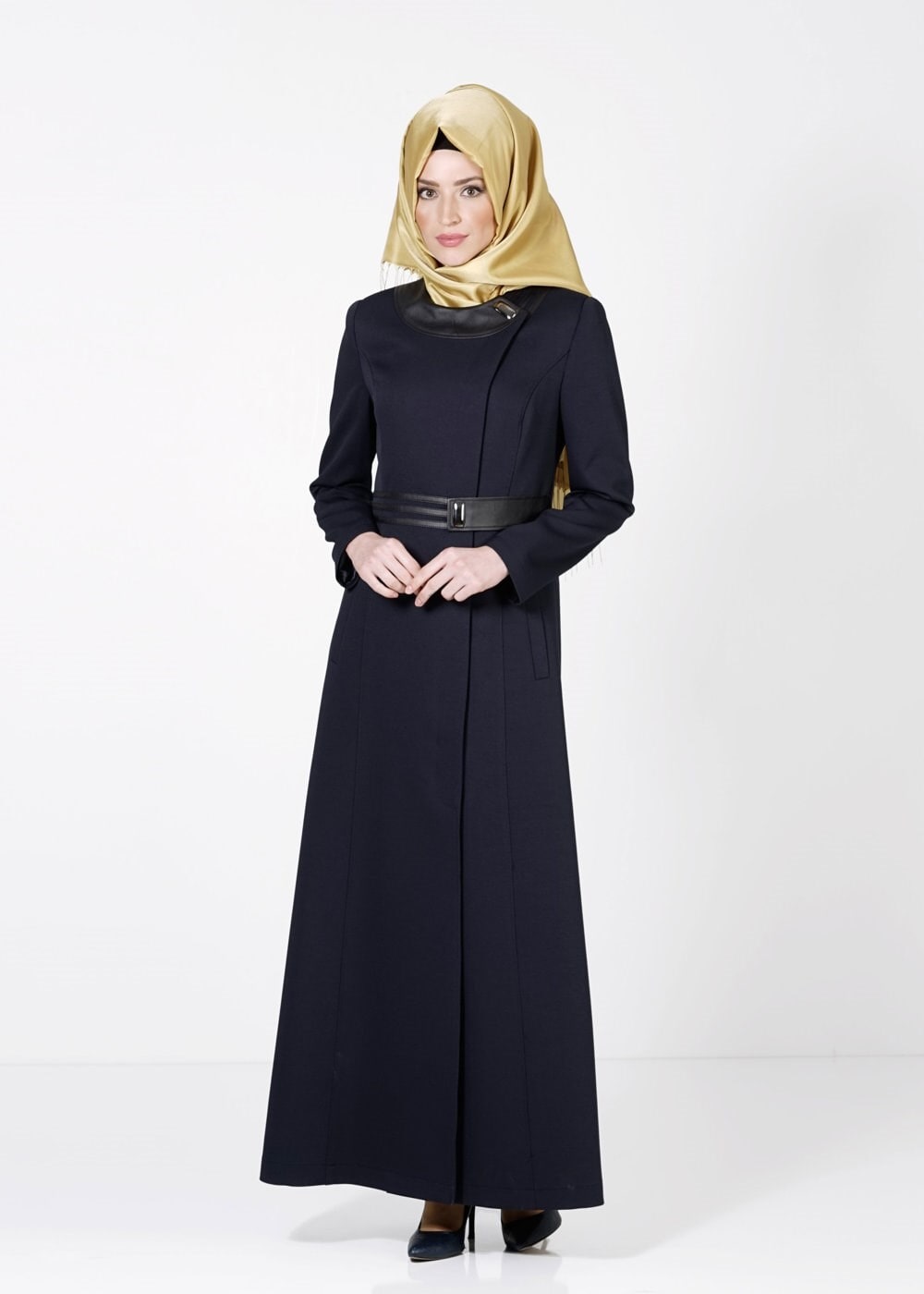 Tesettür giyim LACİVERT ÖNÜ TOKALI PARDESÜ 1637 