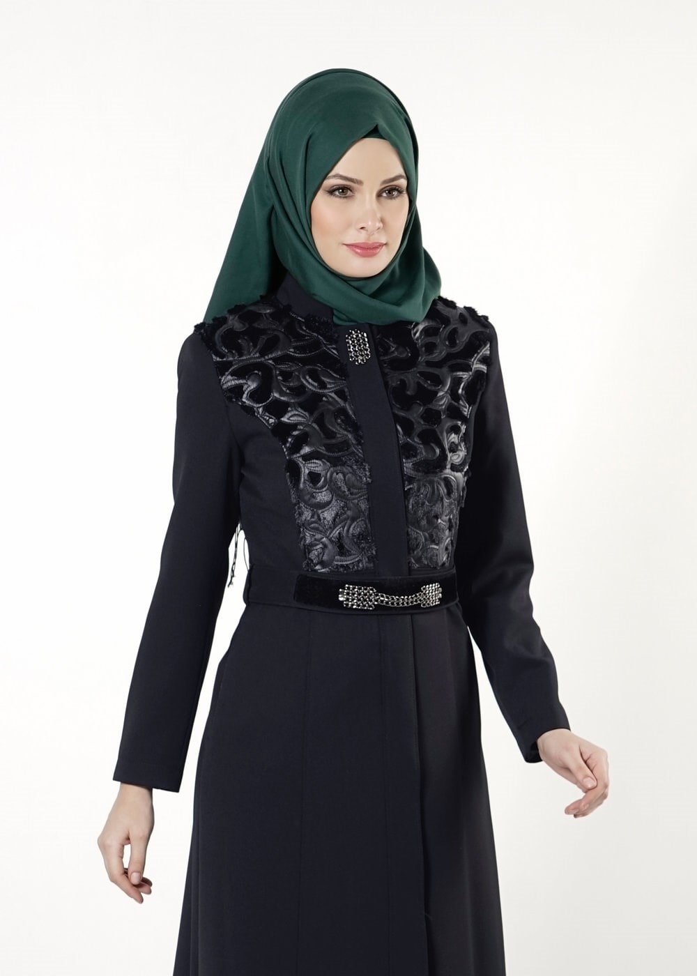 Tesettür giyim LACİVERT DESENLİ PARDESÜ 1638 