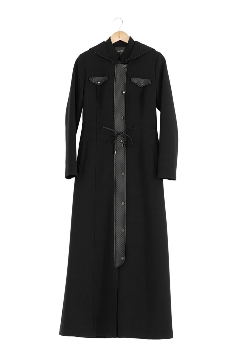 Tesettür giyim SİYAH DERİ DETAYLI PARDESÜ 1650 