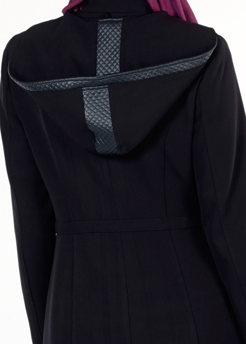 Tesettür giyim LACİVERT DERİ DETAYLI PARDESÜ 1650 