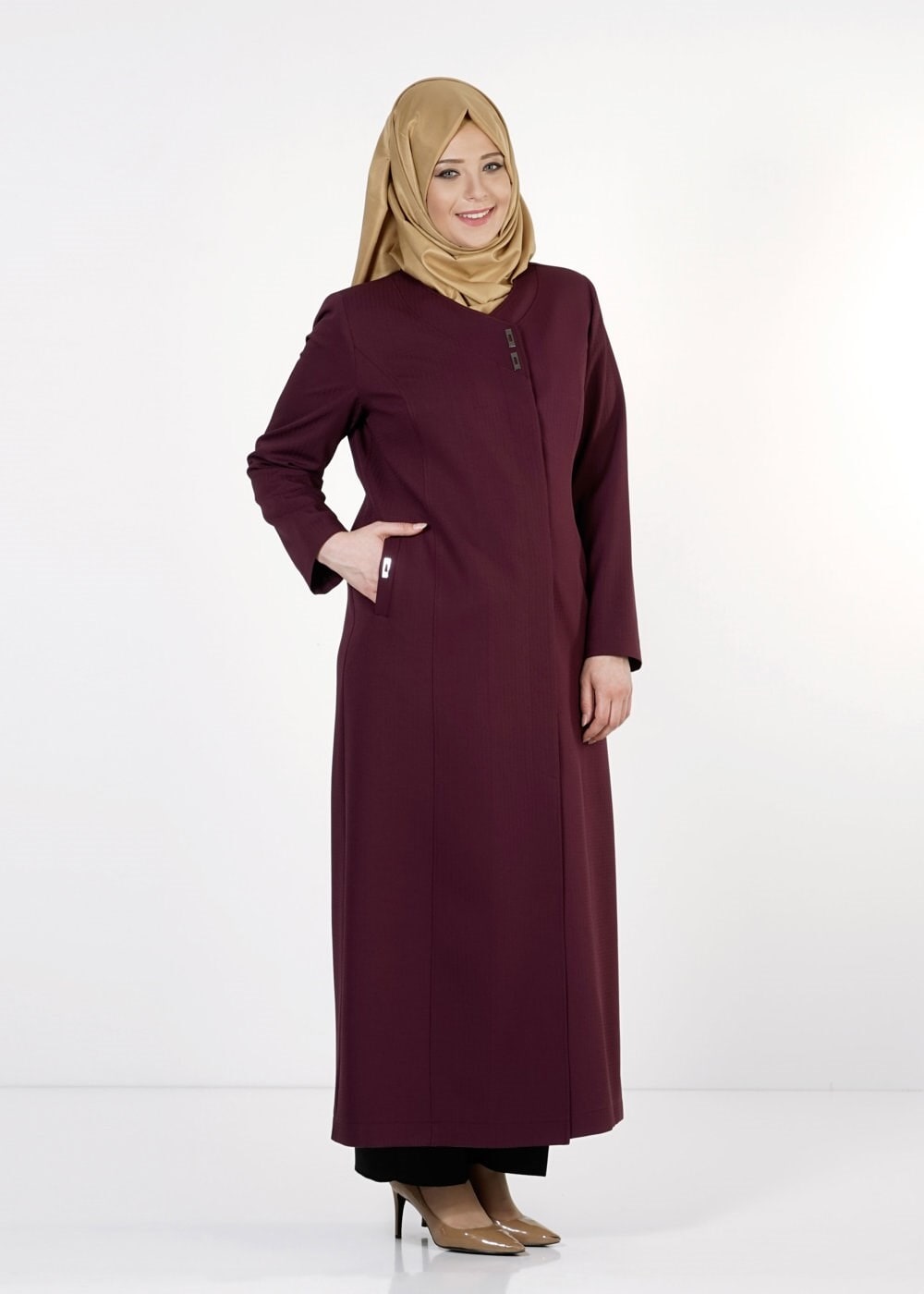 Tesettür giyim MÜRDÜM CEPLİ PARDESÜ 1653 