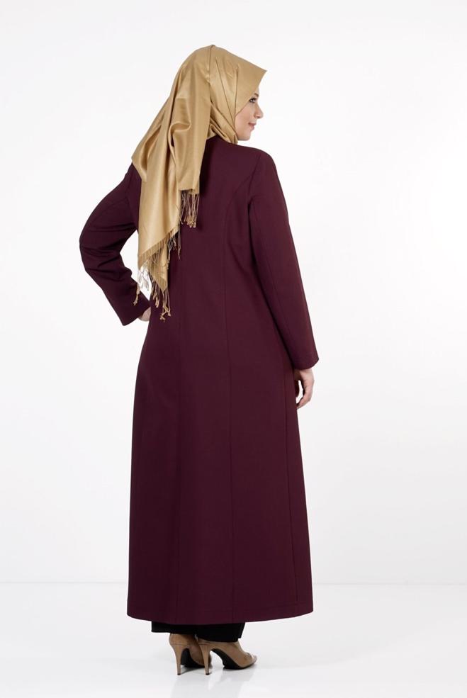 Vêtements hijab PRUNE PARDESSUS AGRAFE À DEVANT 1653  - ALVİNA