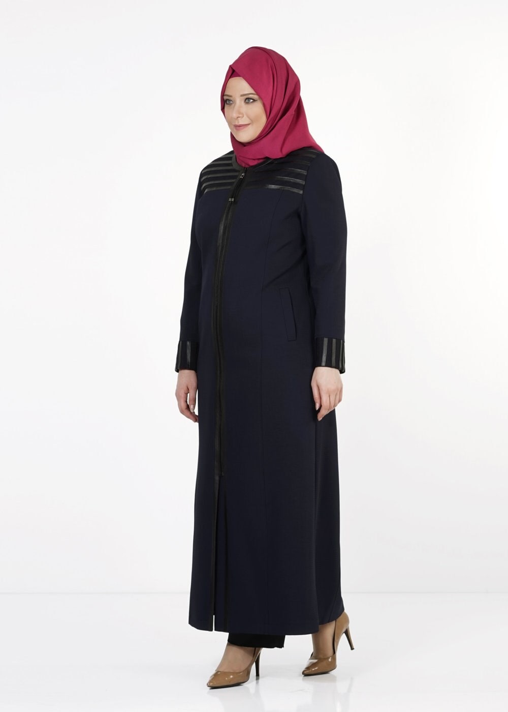 Hijab clothing NAVY BLUE ZIPPED TOPCOAT 1655 