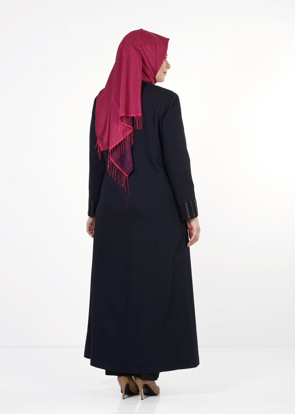 Hijab clothing NAVY BLUE ZIPPED TOPCOAT 1655 