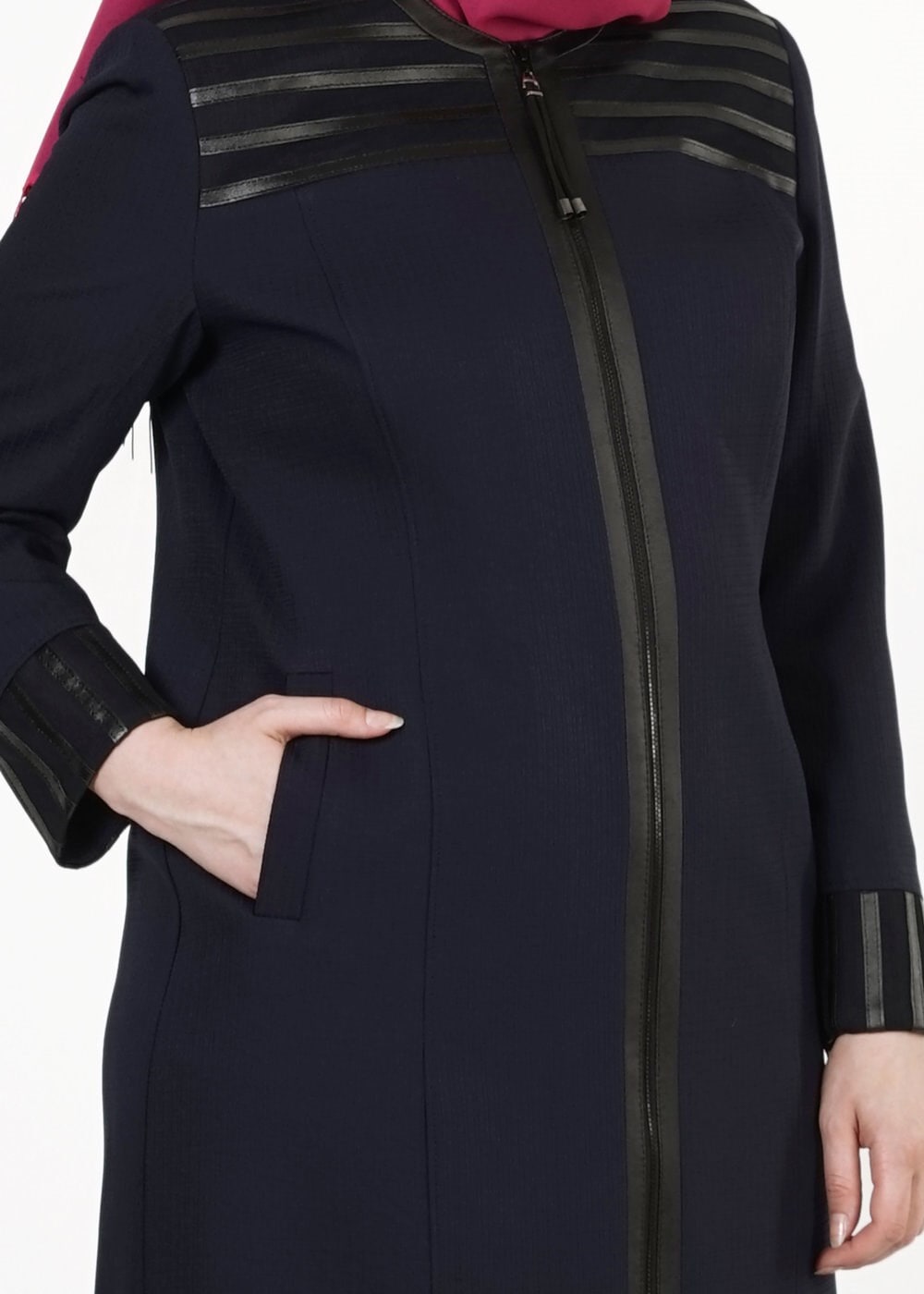 Hijab clothing NAVY BLUE ZIPPED TOPCOAT 1655 