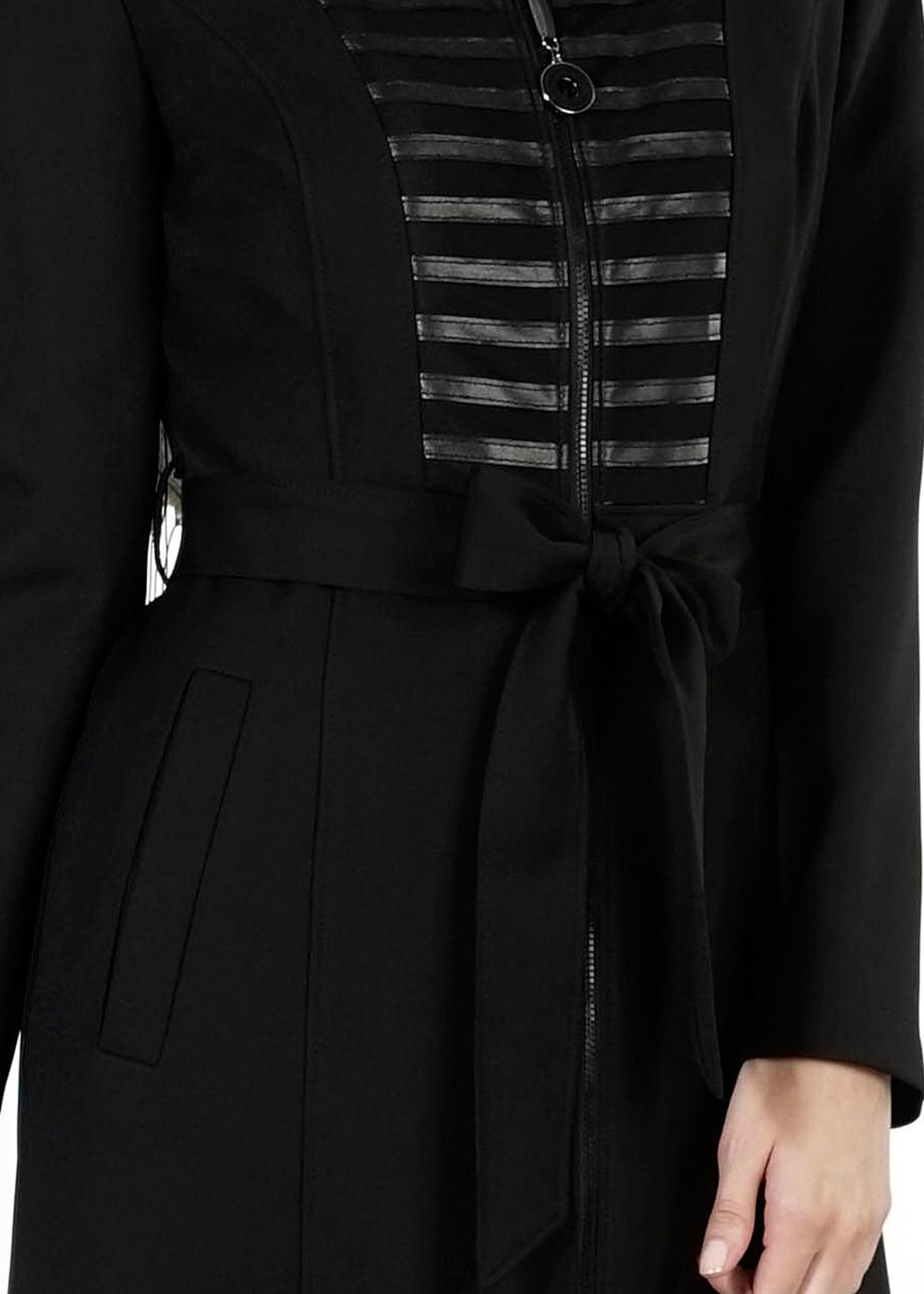 Tesettür giyim SİYAH KUŞAKLI FERMUARLI PARDESÜ 1658 