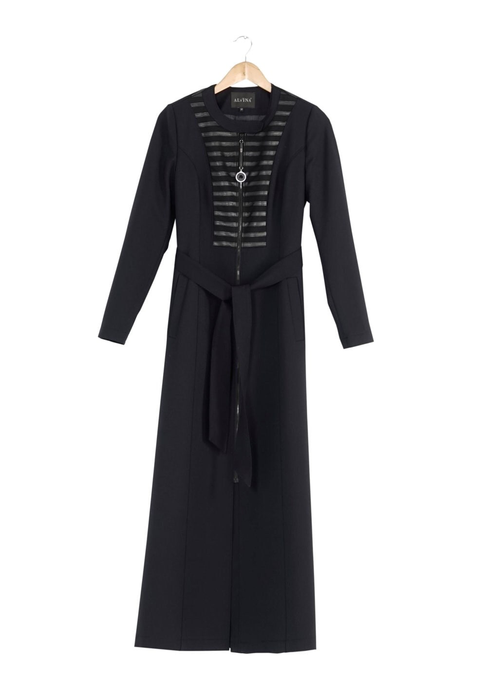 Tesettür giyim LACİVERT KUŞAKLI FERMUARLI PARDESÜ 1658 