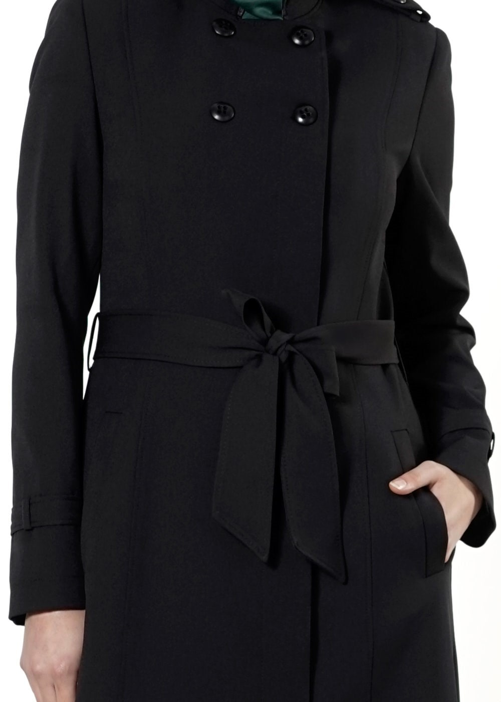 Tesettür giyim SİYAH DÜĞMELİ KUŞAKLI PARDESÜ 1660 