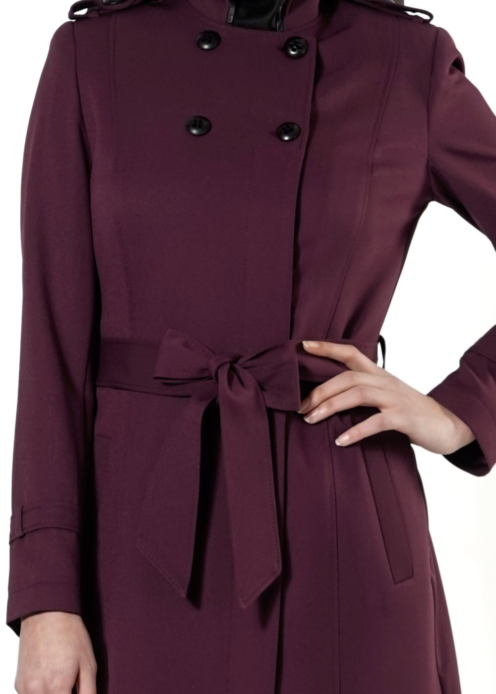 Tesettür giyim MÜRDÜM DÜĞMELİ KUŞAKLI PARDESÜ 1660 