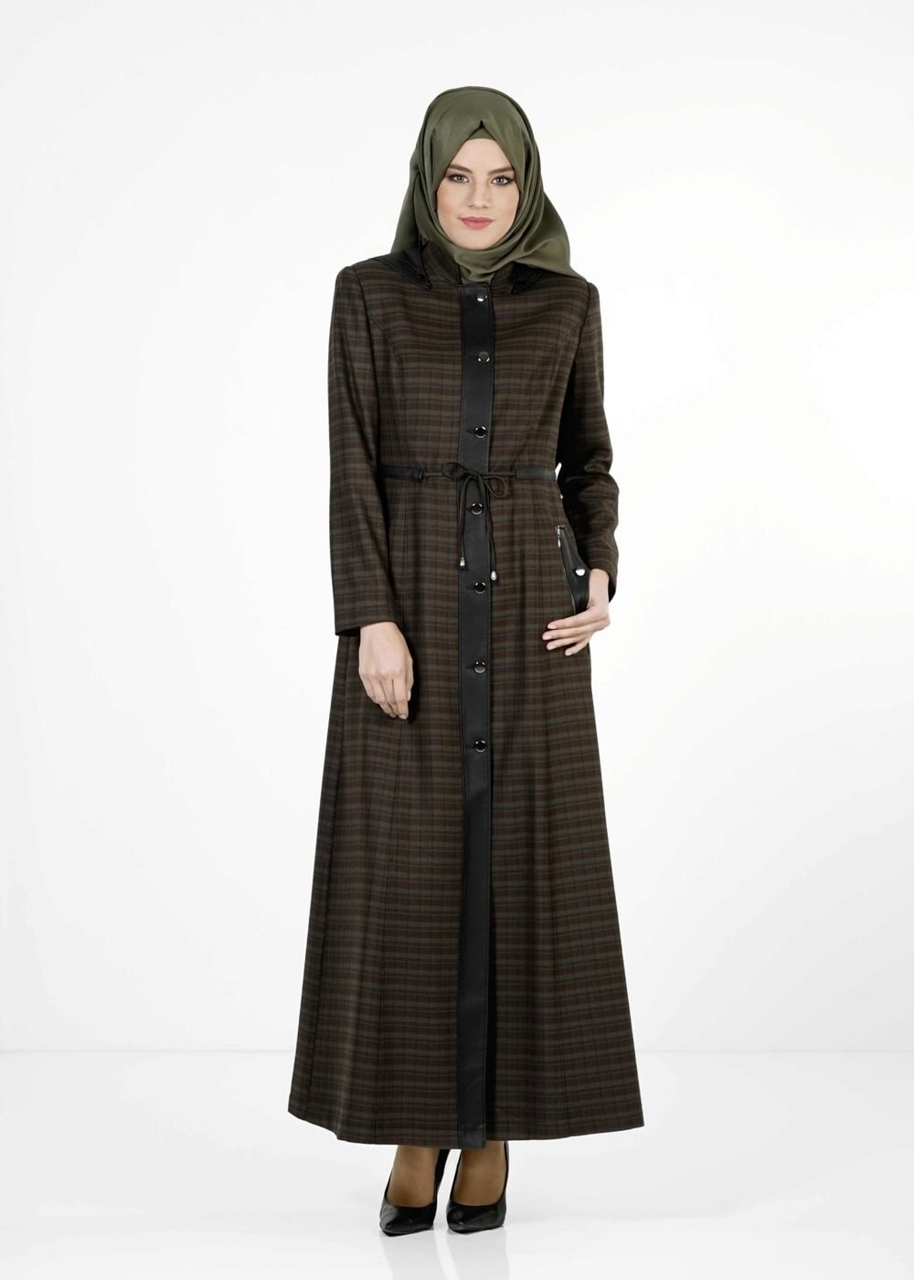 Tesettür giyim HAKİ EKOSE PARDESÜ 1662 