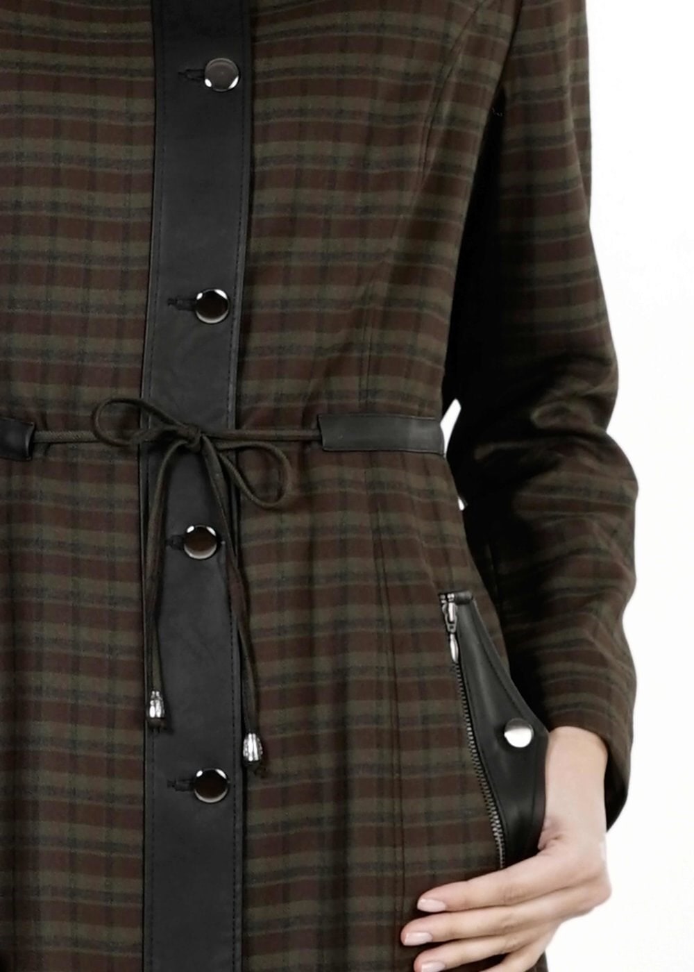 Tesettür giyim HAKİ EKOSE PARDESÜ 1662 