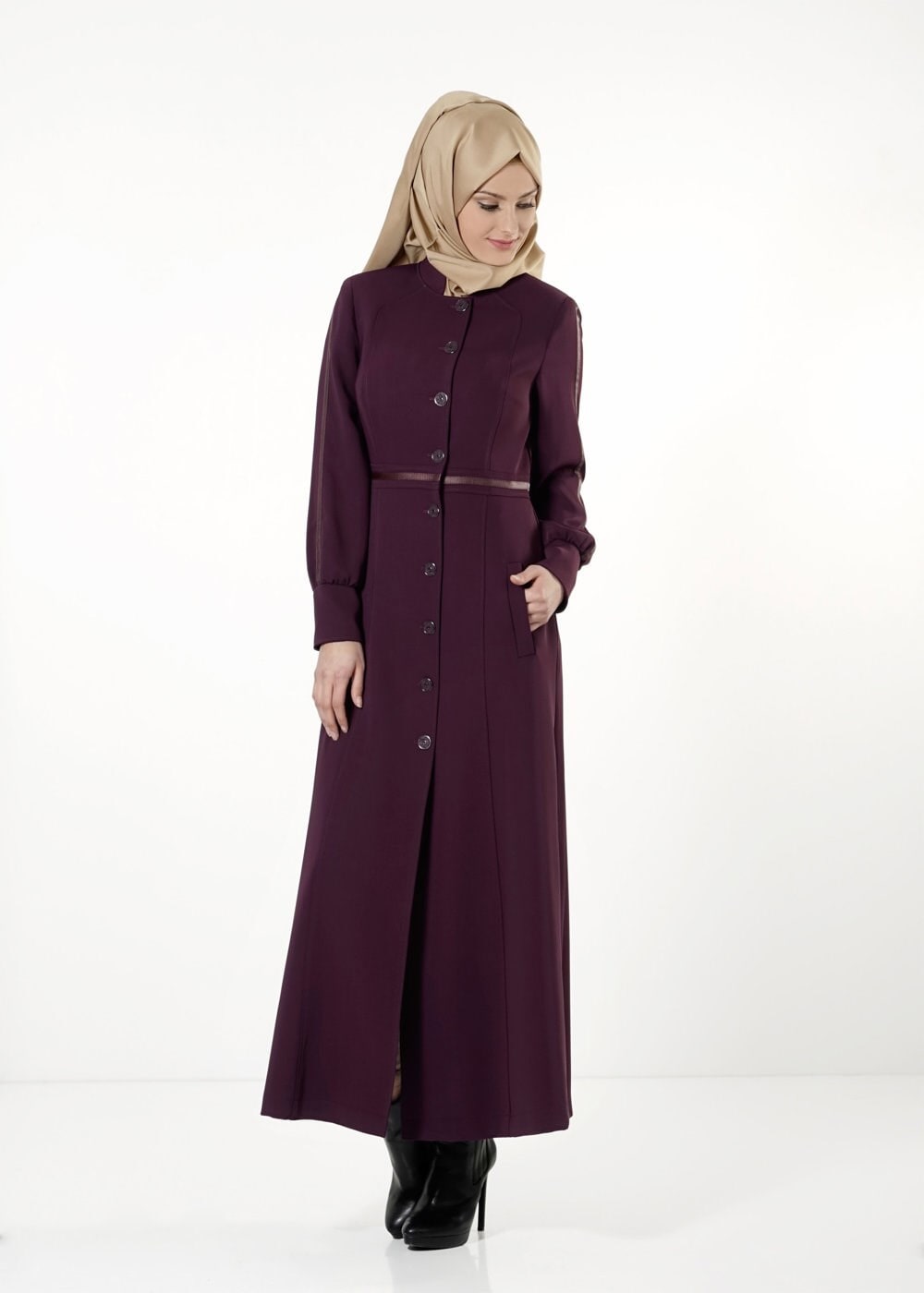 Tesettür giyim MÜRDÜM DÜĞMELİ PARDESÜ 1663 