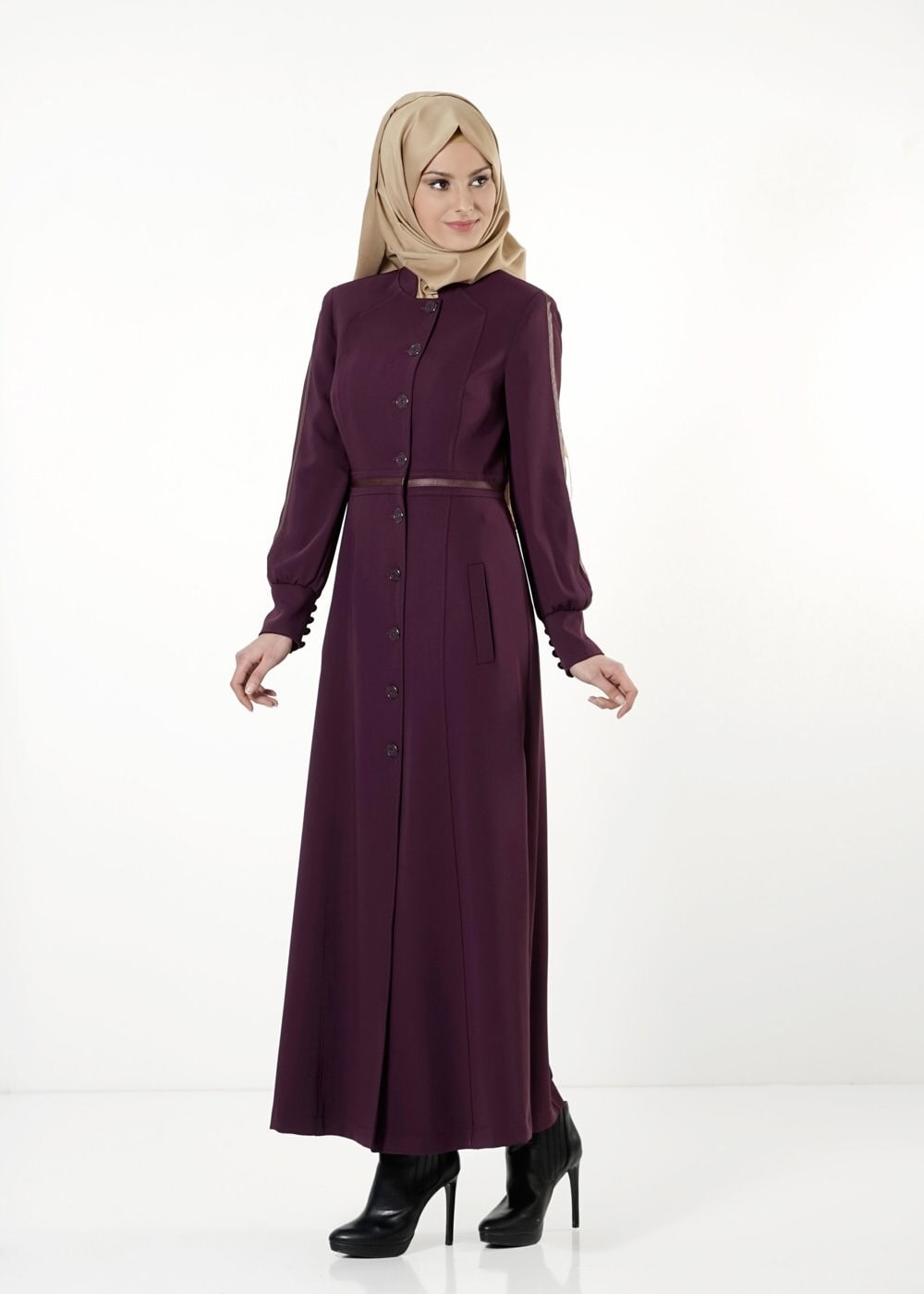 Tesettür giyim MÜRDÜM DÜĞMELİ PARDESÜ 1663 