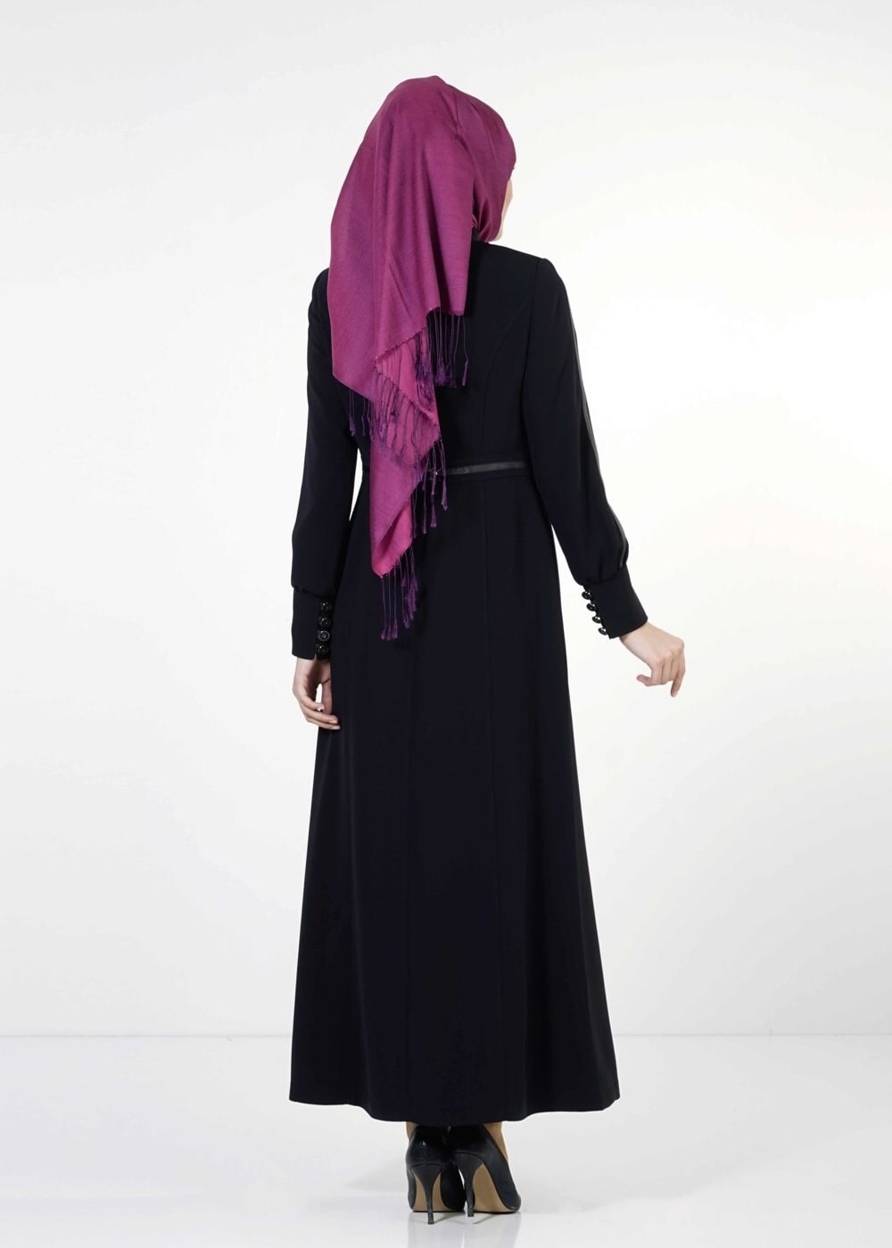 Tesettür giyim LACİVERT DÜĞMELİ PARDESÜ 1663 